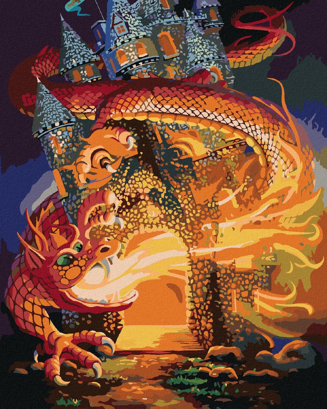 Zuty – Maľovanie Podľa Čísel – Drak A Hrad (D. Rusty Rust), 40 × 50 cm, Plátno