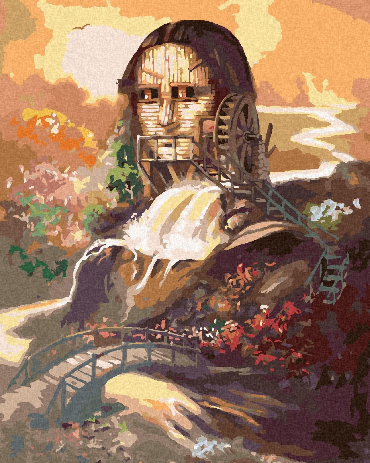 Zuty – Maľovanie Podľa Čísel – Mona Lisa A Vodný Mlyn (D. Rusty Rust), 80 × 100 cm, Plátno + Rám