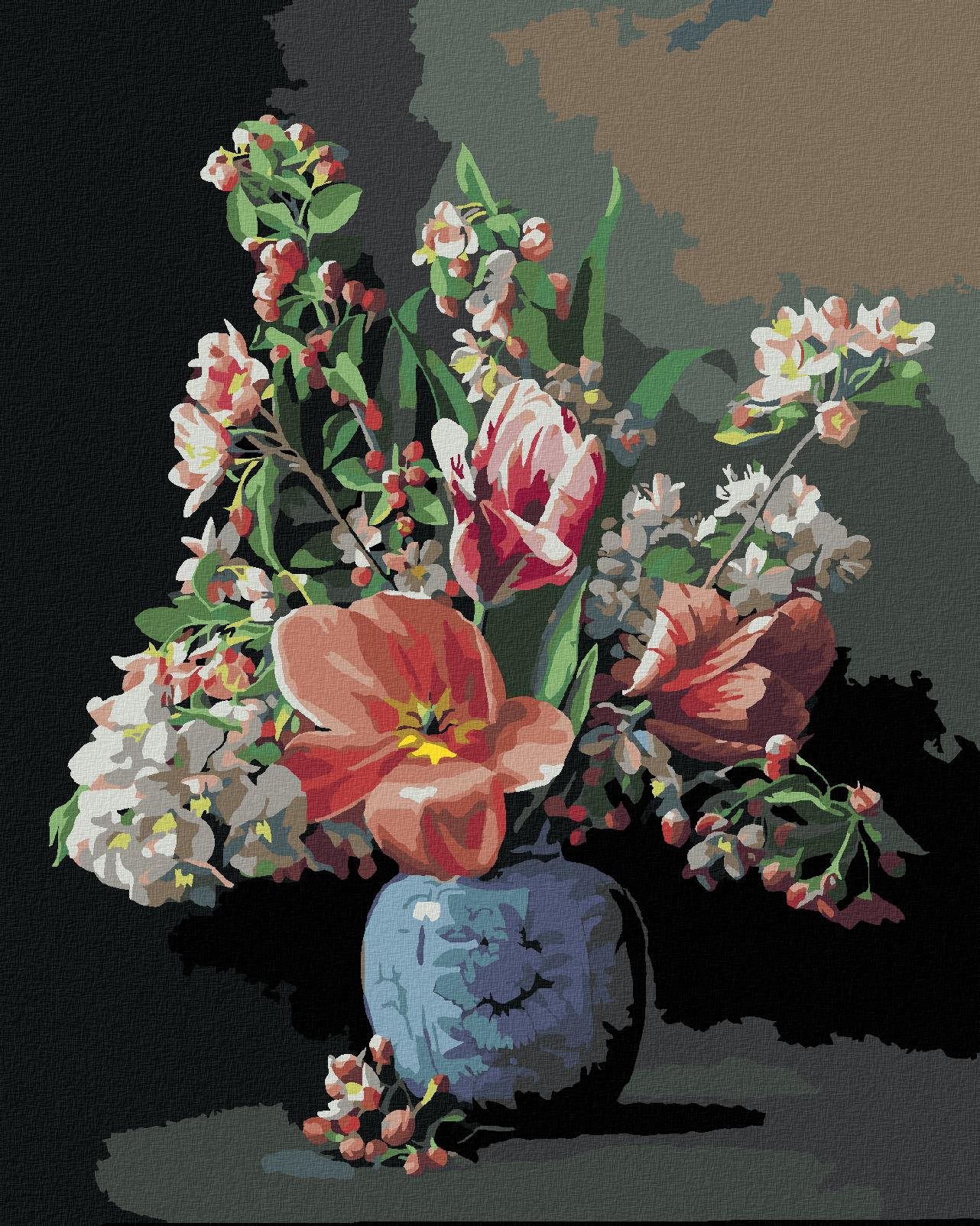 Zuty - Maľovanie podľa čísel - Zátišie s kyticou v porcelánovej váze (Pieter Wagemans), 80 × 100 cm, plátno