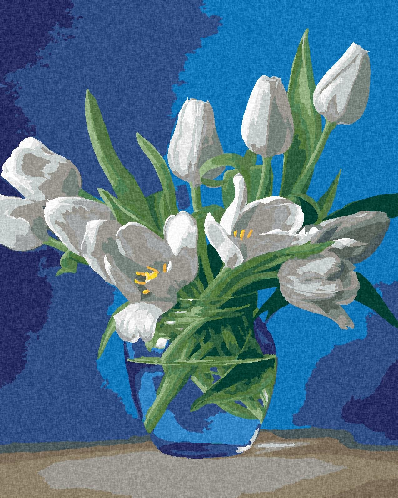 Zuty – Maľovanie podľa čísel – Zátišie tulipány v sklenenej váze (Pieter Wagemans), 40 × 50 cm, plátno + rám