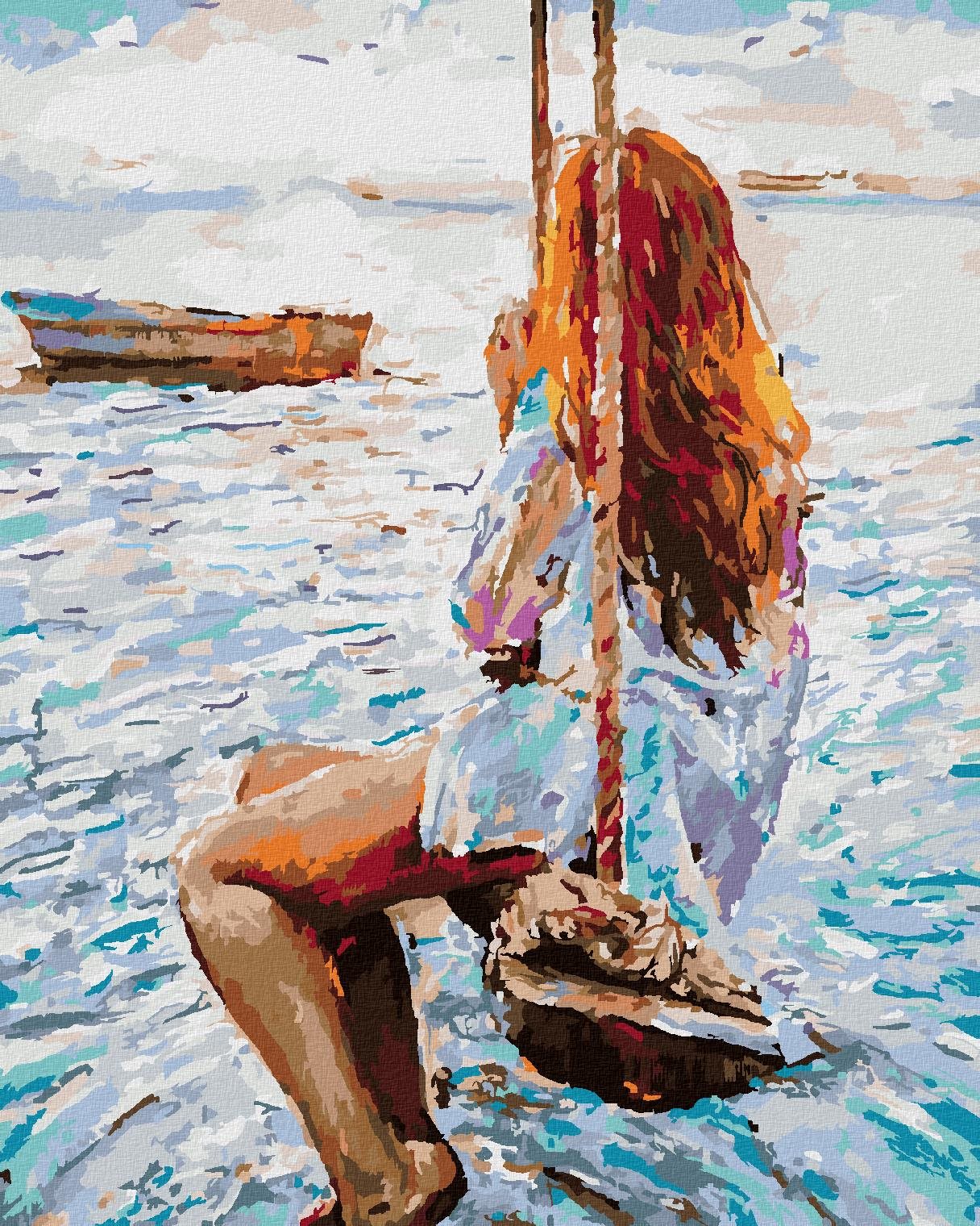 Zuty – Maľovanie Podľa Čísel – Dievča Na Drevenej Hojdačke, 40 × 50 cm, Plátno + Rám