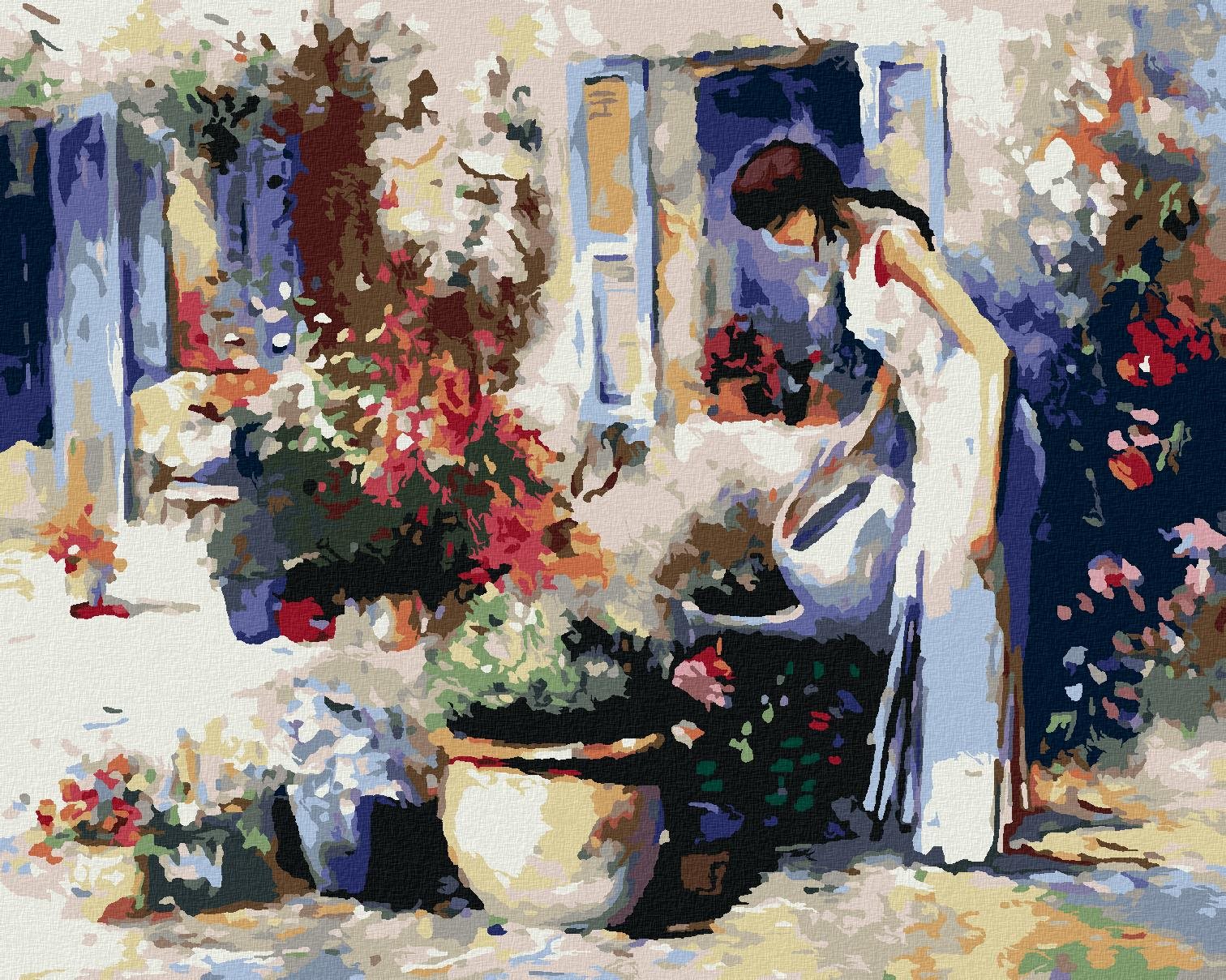 Zuty – Maľovanie Podľa Čísel – Dievča Polievajúce Kvety, 40 × 50 cm, Plátno + Rám