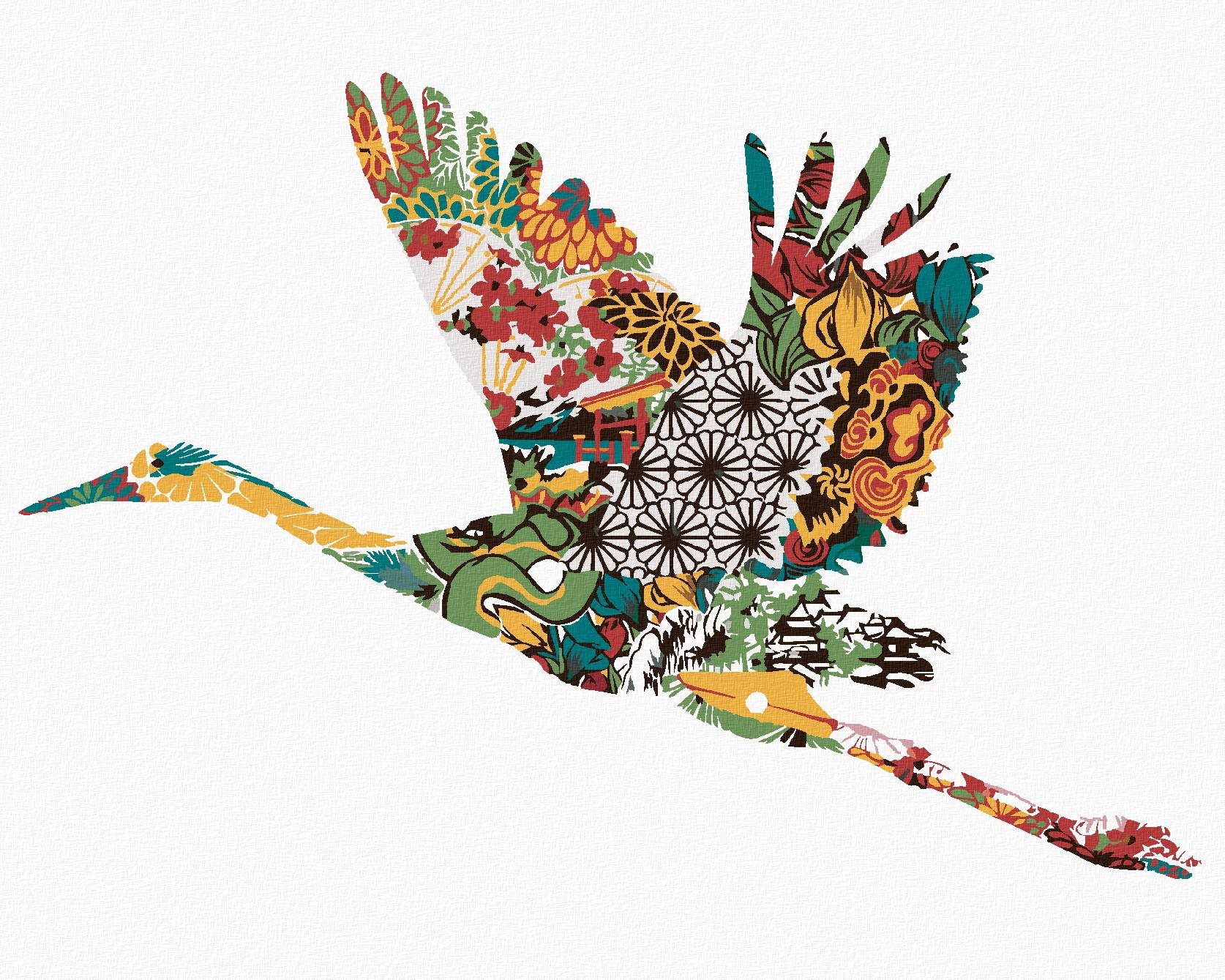 Zuty – Maľovanie Podľa Čísel – Bocian S Ornamentmi, 40 × 50 cm, Plátno + Rám