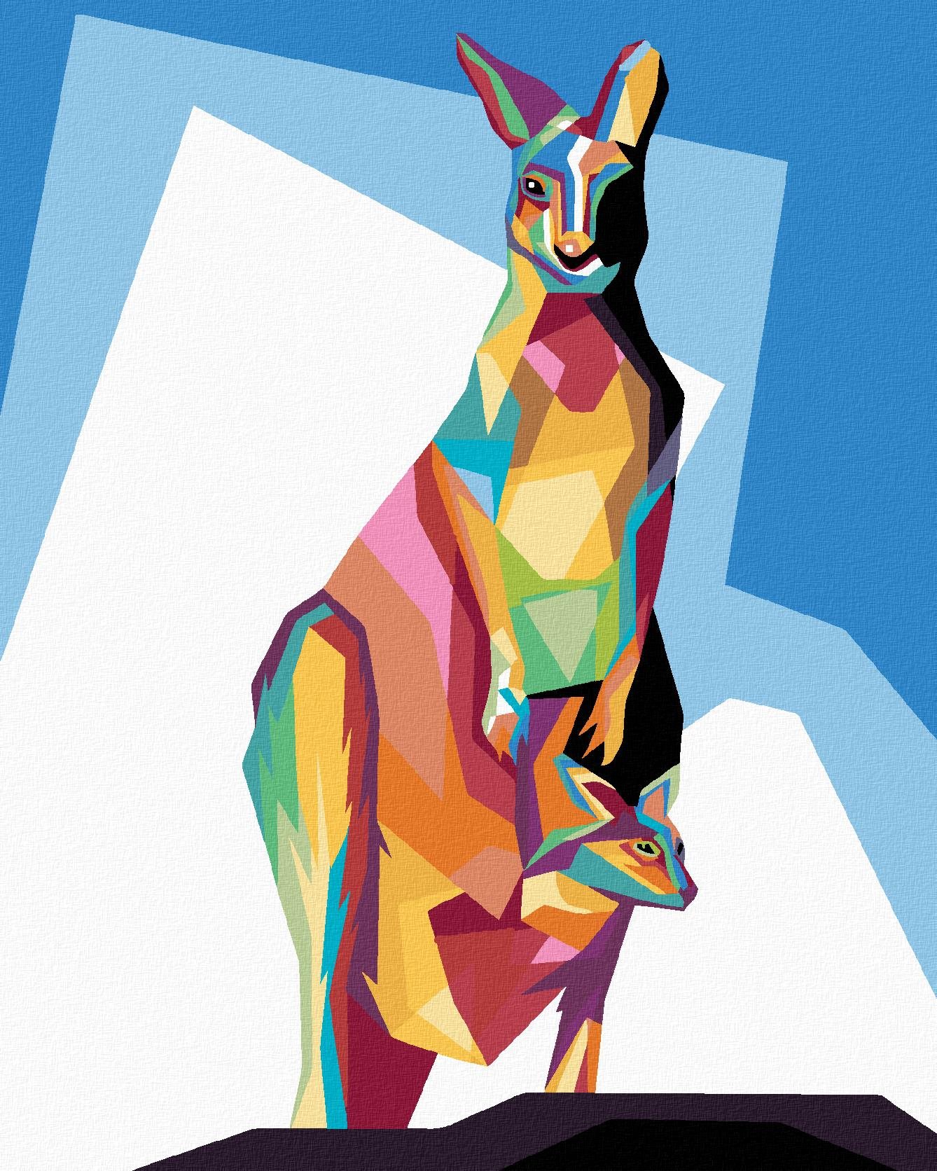 Zuty – Maľovanie Podľa Čísel – Farebný Klokan, 40 × 50 cm, Plátno
