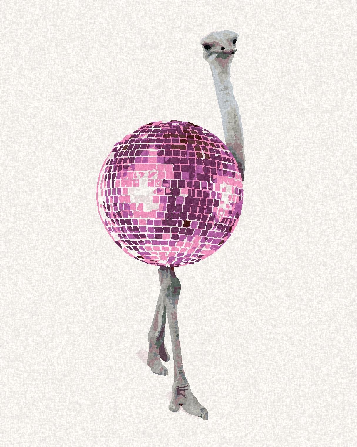 Zuty – Maľovanie Podľa Čísel – Pštros Ako Disco Guľa, 40 × 50 cm, Plátno