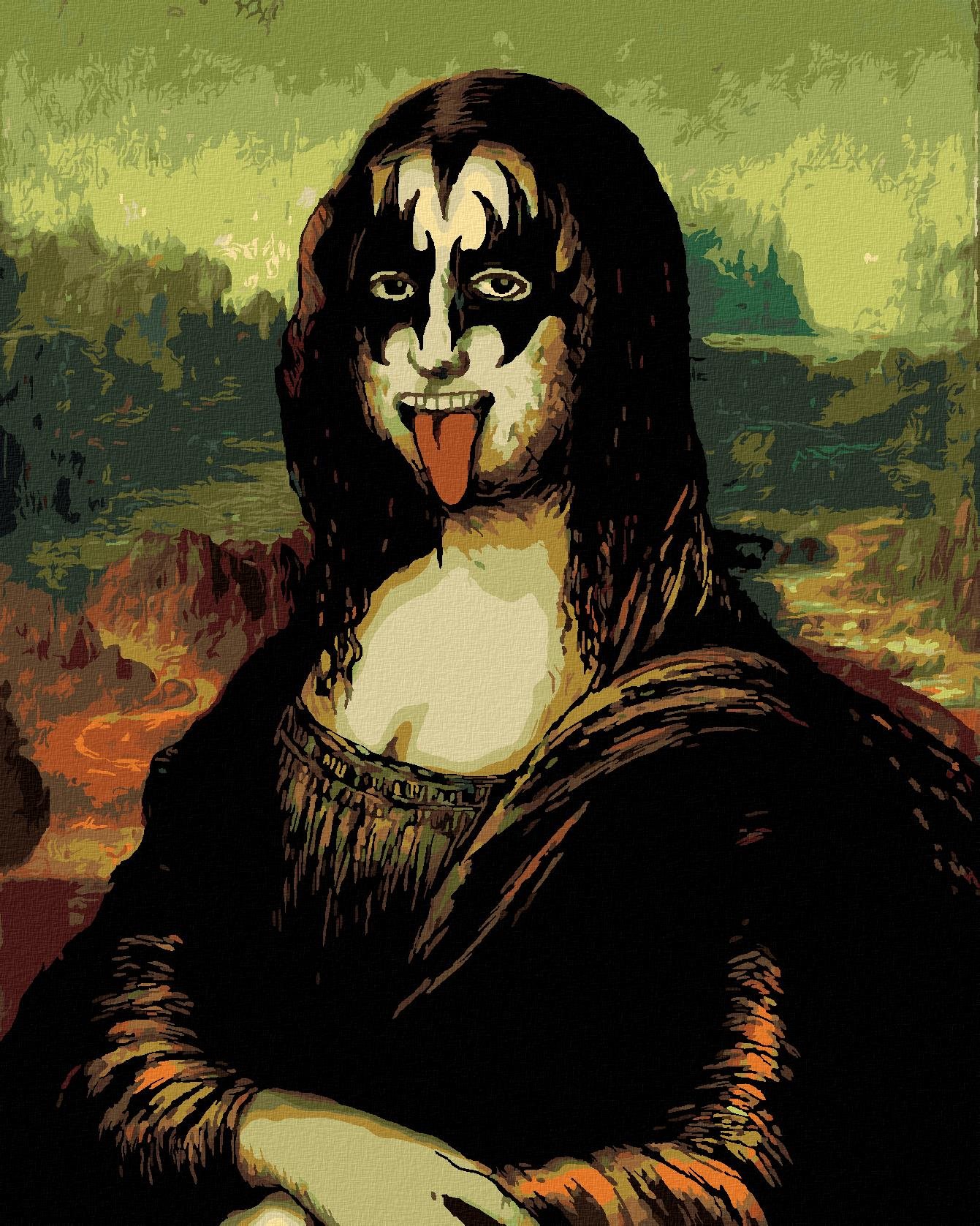Zuty – Maľovanie Podľa Čísel – Mona Lisa ako Rocková Hviezda, 40 × 50 cm, Plátno + Rám