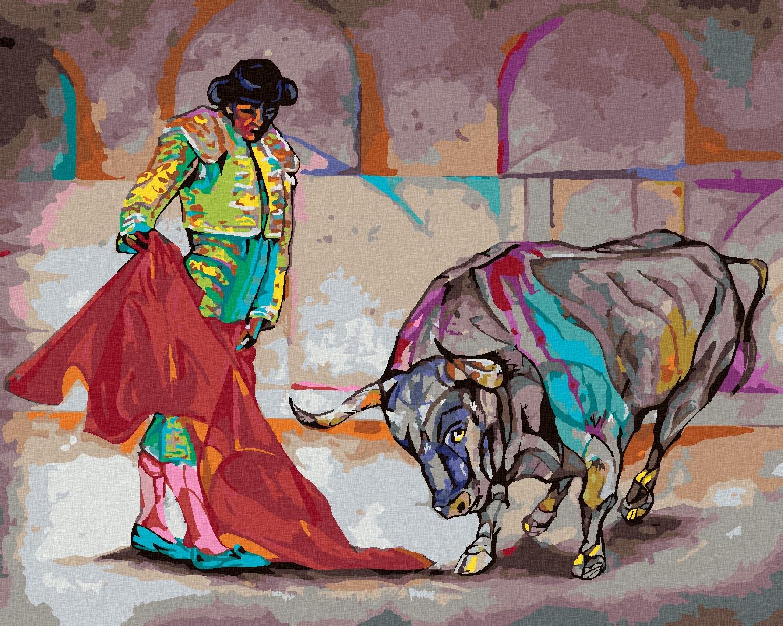 Zuty – Maľovanie Podľa Čísel – Býk A Korida, 80 × 100 cm, Plátno + Rám
