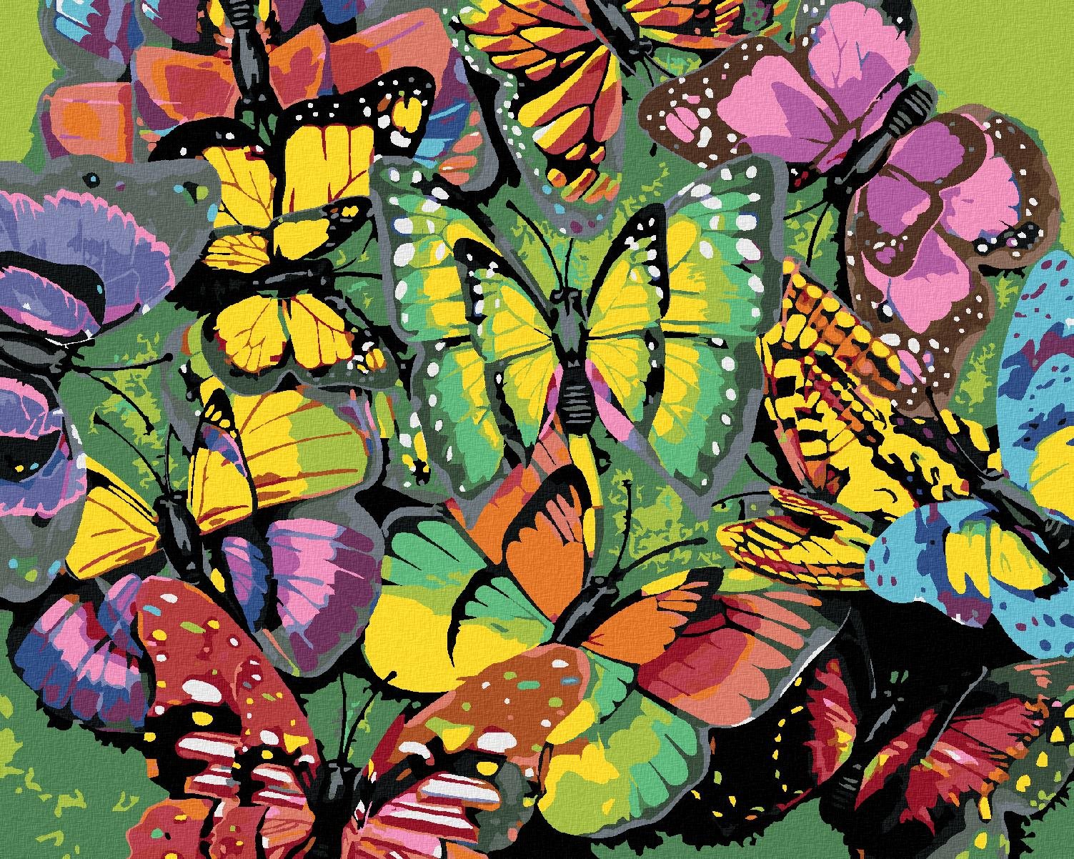 Zuty – Maľovanie Podľa Čísel – Kŕdeľ Farebných Motýľov, 80 × 100 cm, Plátno + Rám