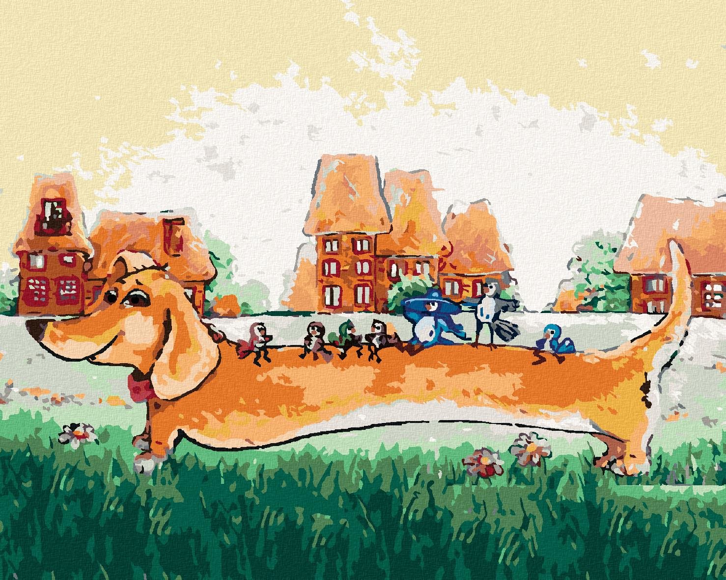 Zuty – Maľovanie Podľa Čísel – Psík Autobusom, 40 × 50 cm, Plátno + Rám