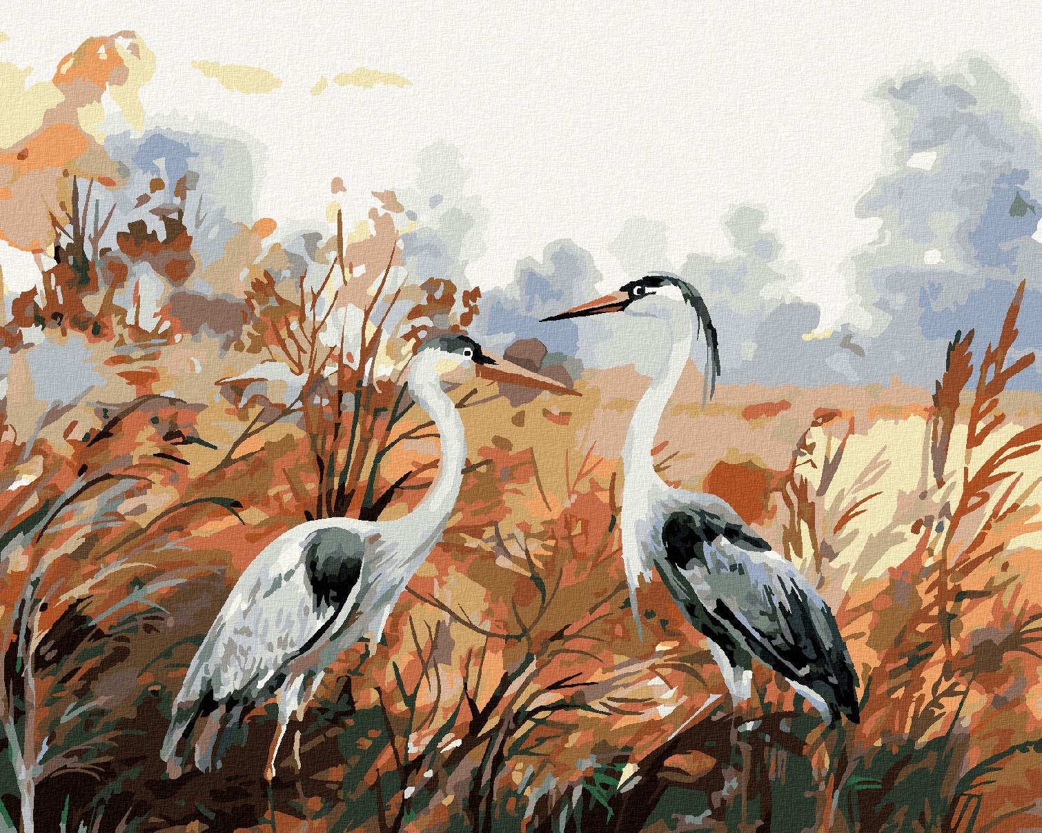 Zuty – Maľovanie Podľa Čísel – Jesenná Krajina S Žeriavmi, 40 × 50 cm, Plátno