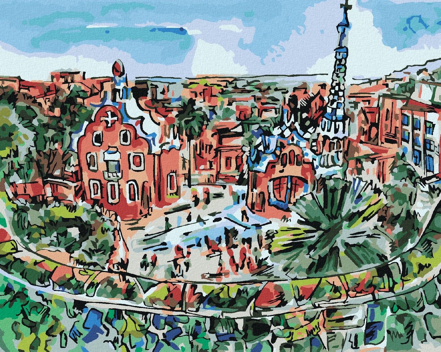 Zuty – Maľovanie Podľa Čísel – Farebná Barcelona, 40 × 50 cm, Plátno + Rám