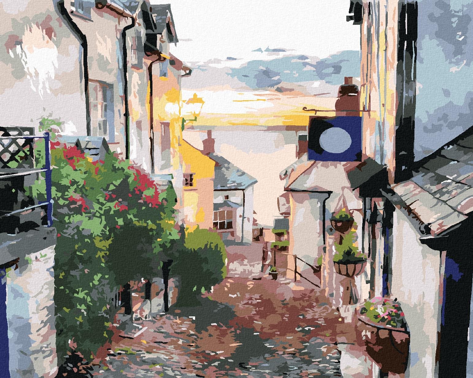 Zuty – Maľovanie Podľa Čísel – Ulička Na Pobreží Devonu, 80 × 100 cm, Plátno