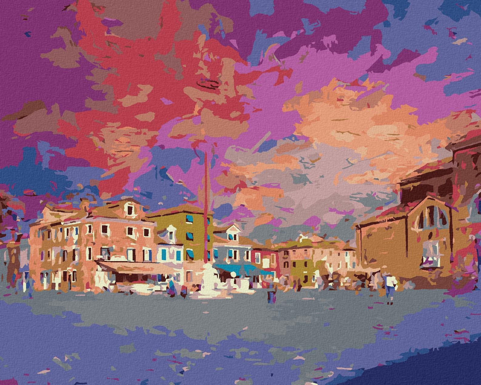 Zuty – Maľovanie Podľa Čísel – Námestie Na Ostrove Burano, 40 × 50 cm, Plátno + Rám