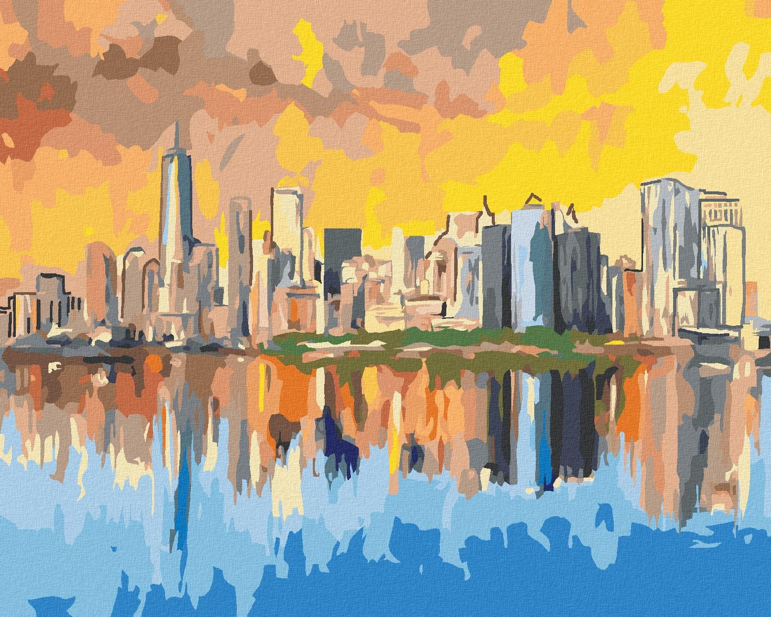 Zuty – Maľovanie Podľa Čísel – New York V Odraze Vody, 80 × 100 cm, Plátno