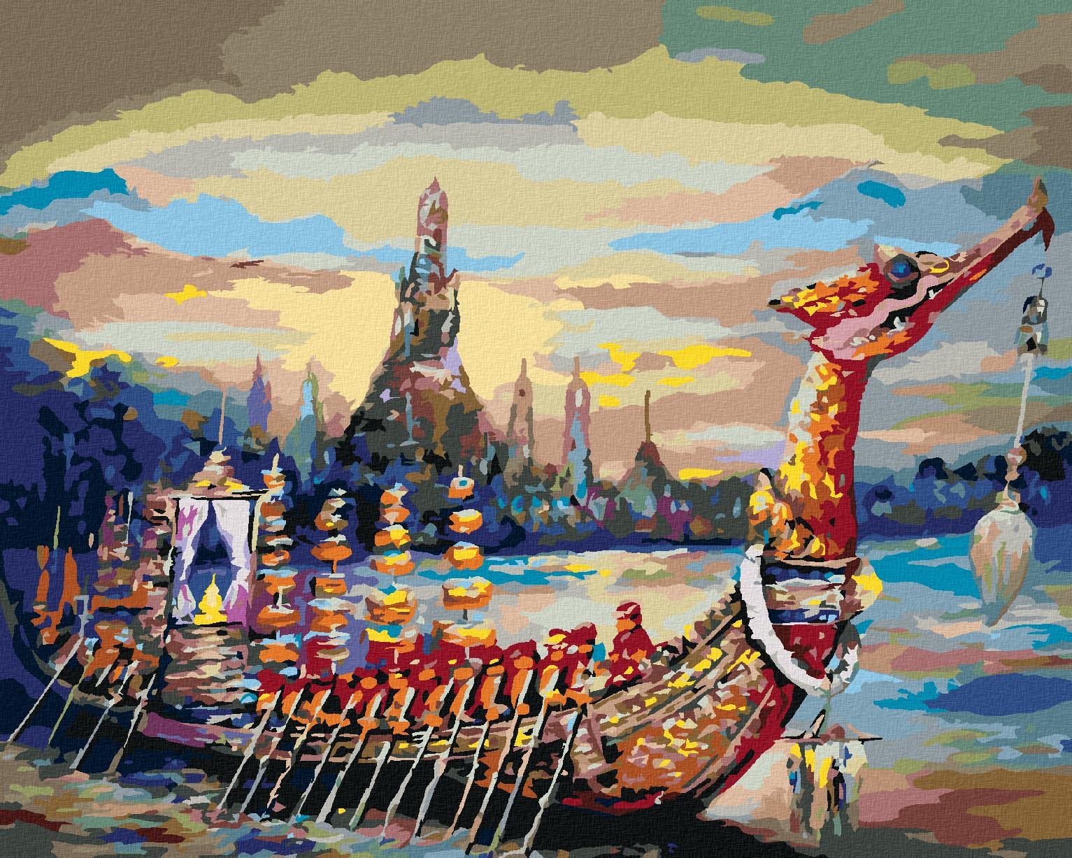 Zuty – Maľovanie Podľa Čísel – Kráľovská Bárka V Thajsku, 80 × 100 cm, Plátno