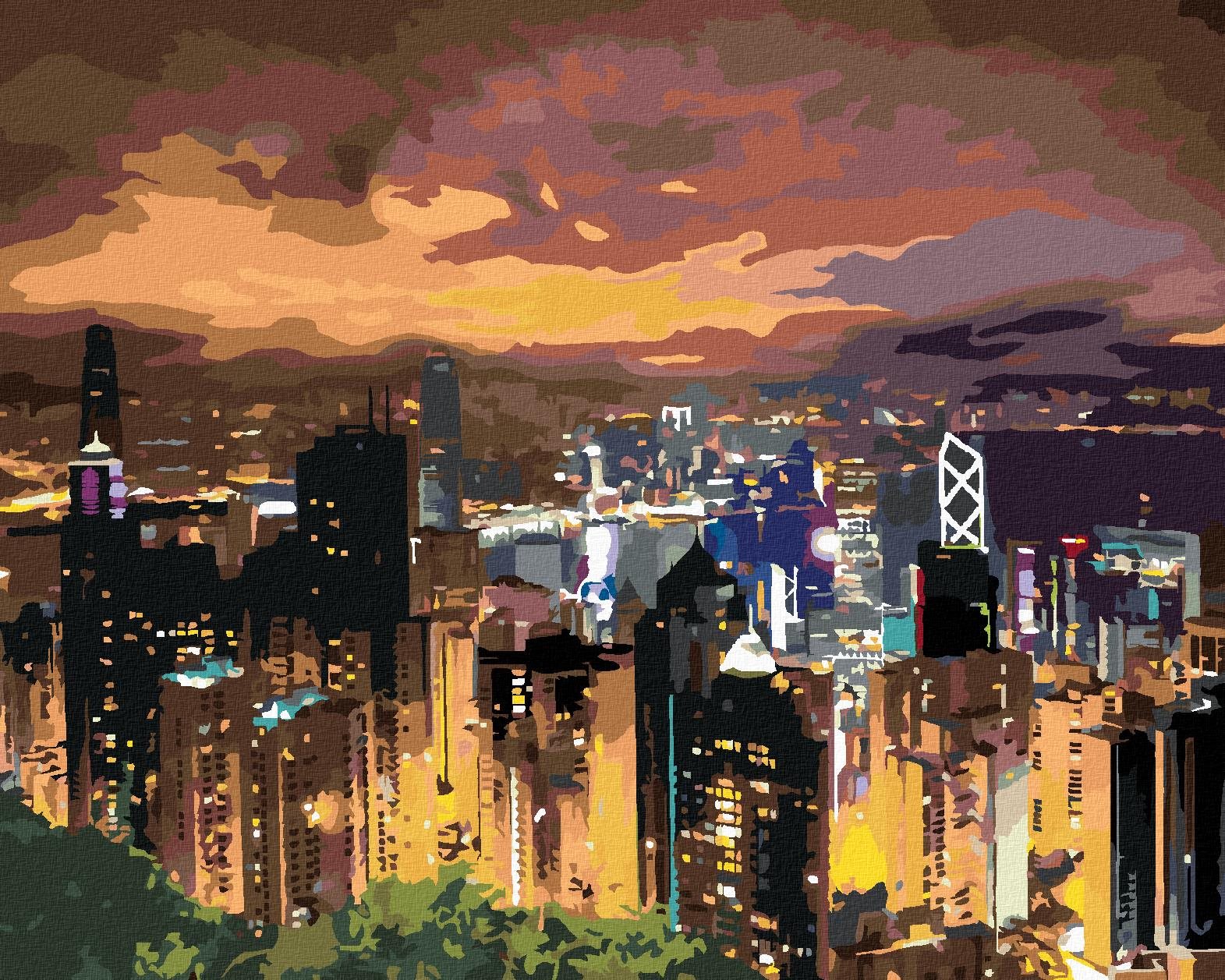 Zuty – Maľovanie Podľa Čísel – Nočný Výhľad Na Veľkomesto, 80 × 100 cm, Plátno + Rám