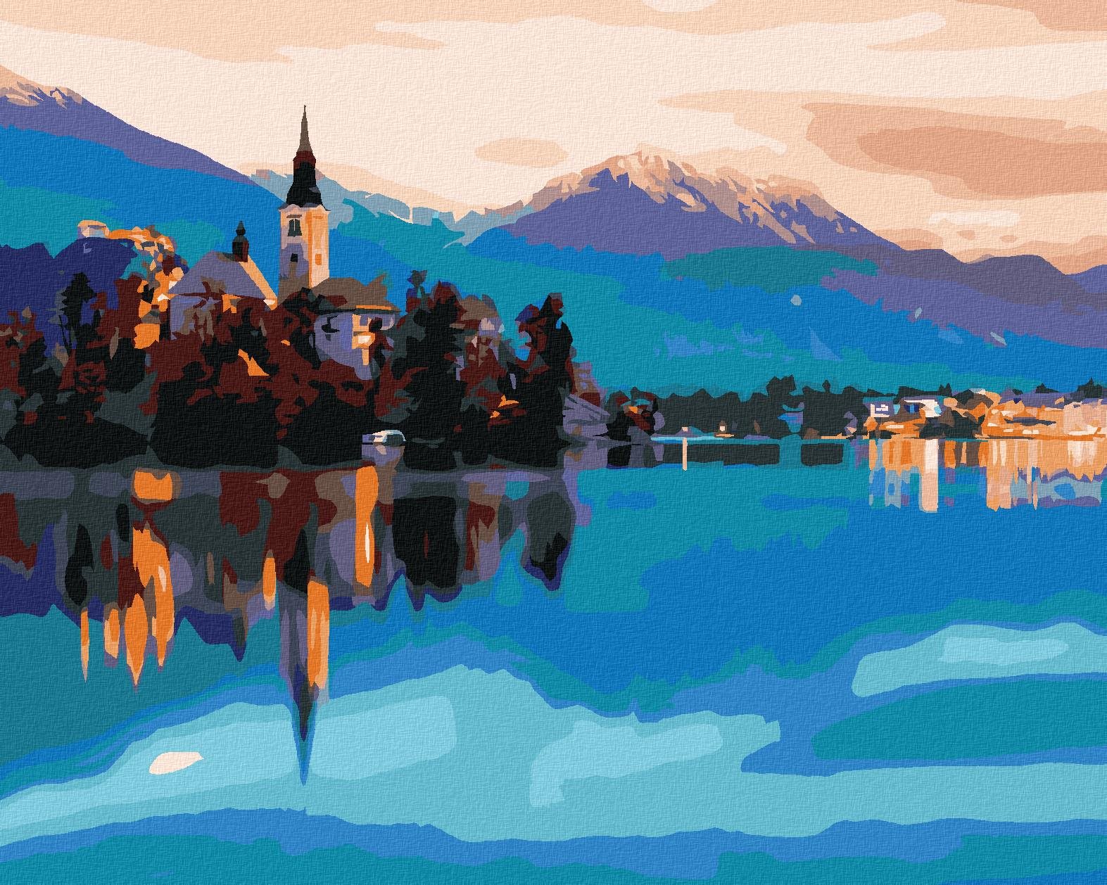 Zuty – Maľovanie Podľa Čísel – Bledské Jazerá V Slovinsku, 40 × 50 cm, Plátno + Rám