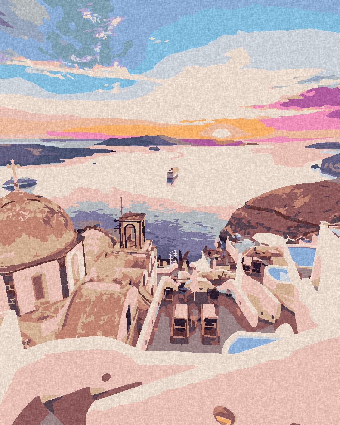Zuty – Maľovanie Podľa Čísel – Farebné Santorini, 80 × 100 cm, Plátno + Rám
