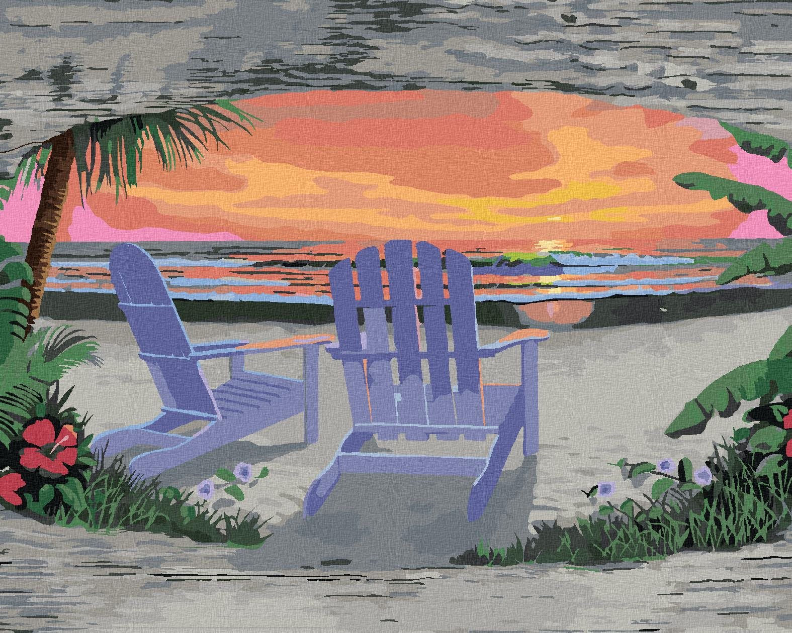 Zuty – Maľovanie Podľa Čísel – Večerný Západ Slnka Na Pláži Pre Dvoch, (Robert Johnson), 80 × 100 cm, Plátno