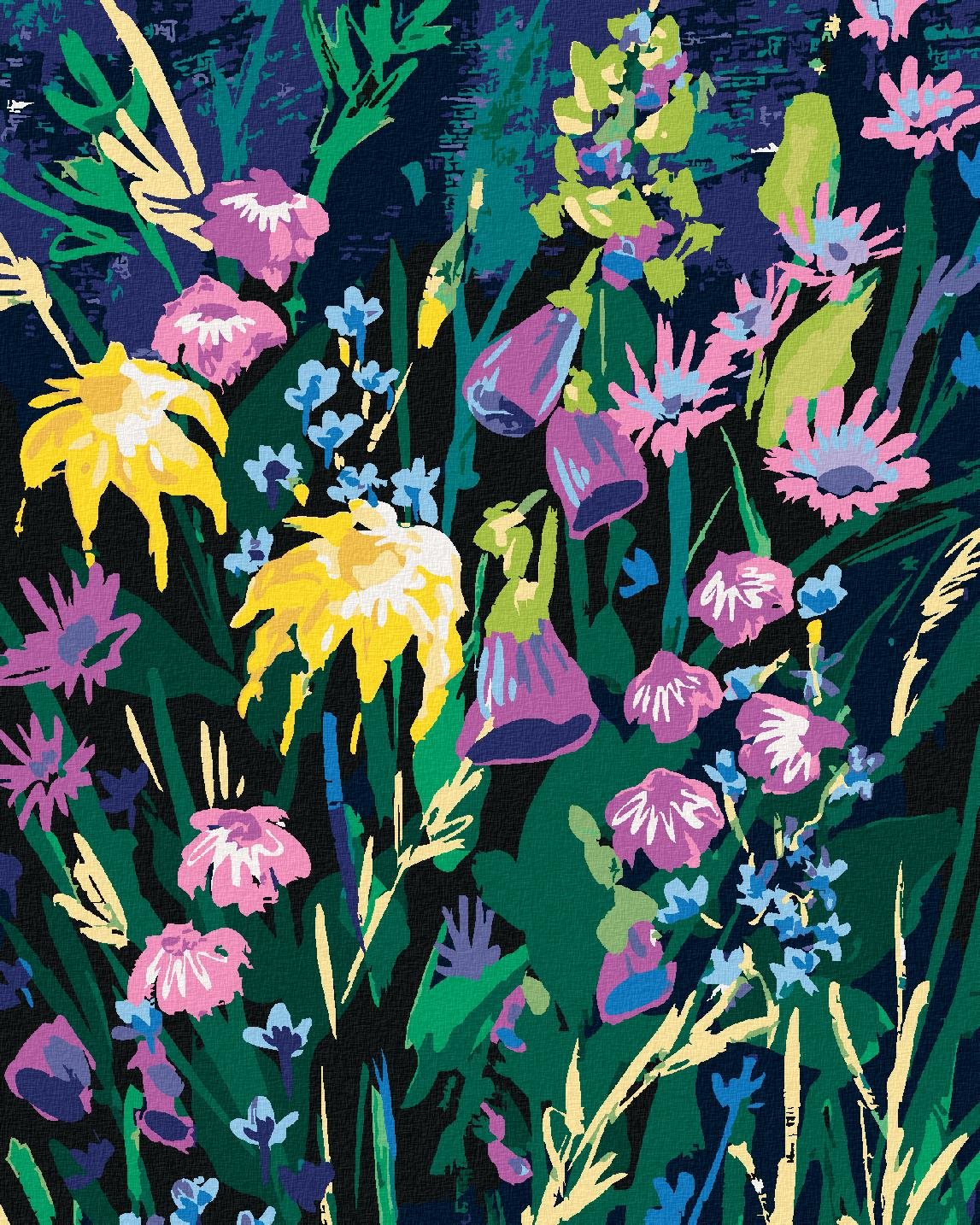 Zuty – Maľovanie Podľa Čísel – Kvetiny Na Nočnej Lúke (Alexandria Gilbert), 40 × 50 cm, Plátno