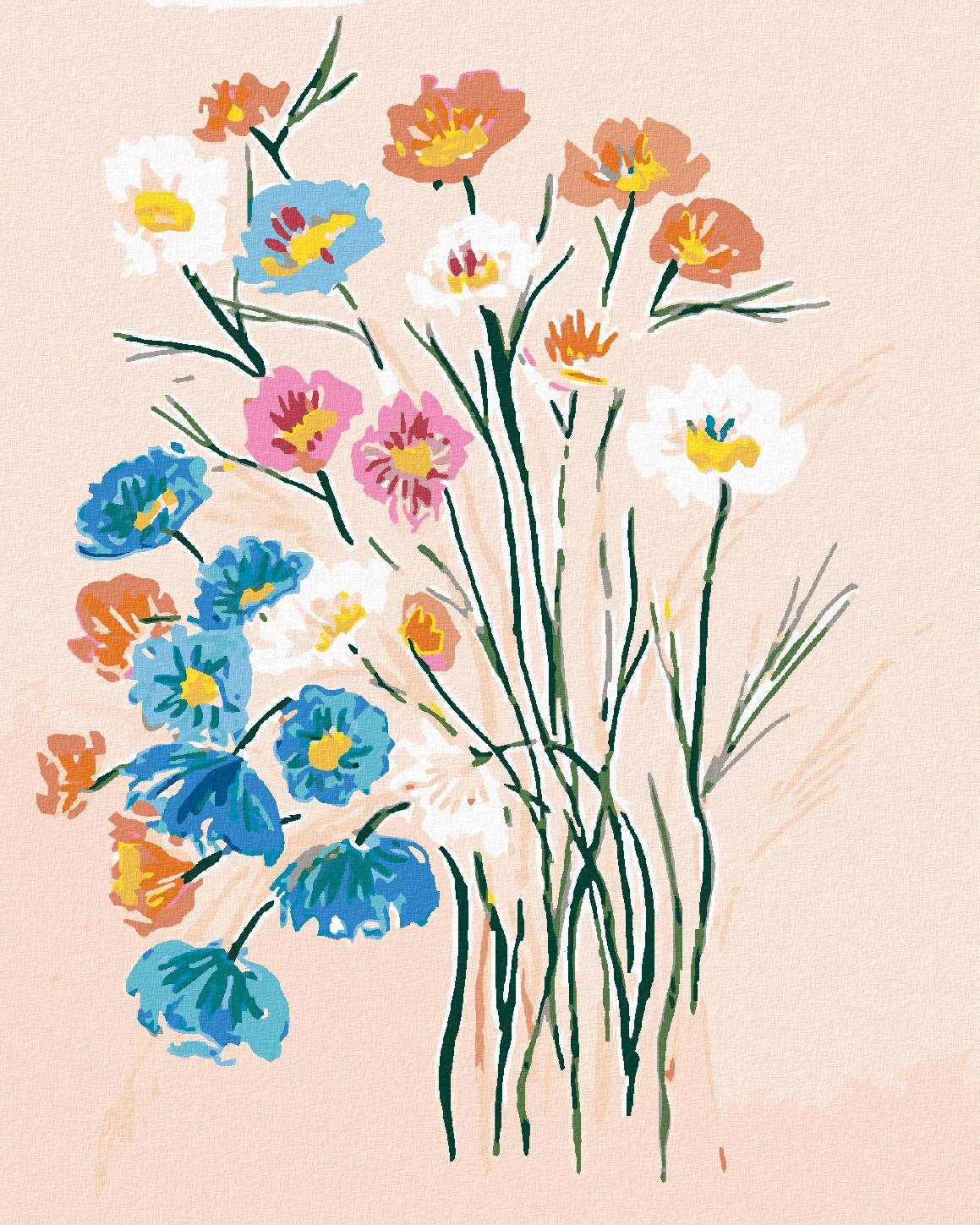 Zuty – Maľovanie Podľa Čísel – Farebné Divé Kvety (Alexandria Gilbert), 40 × 50 cm, Plátno + Rám