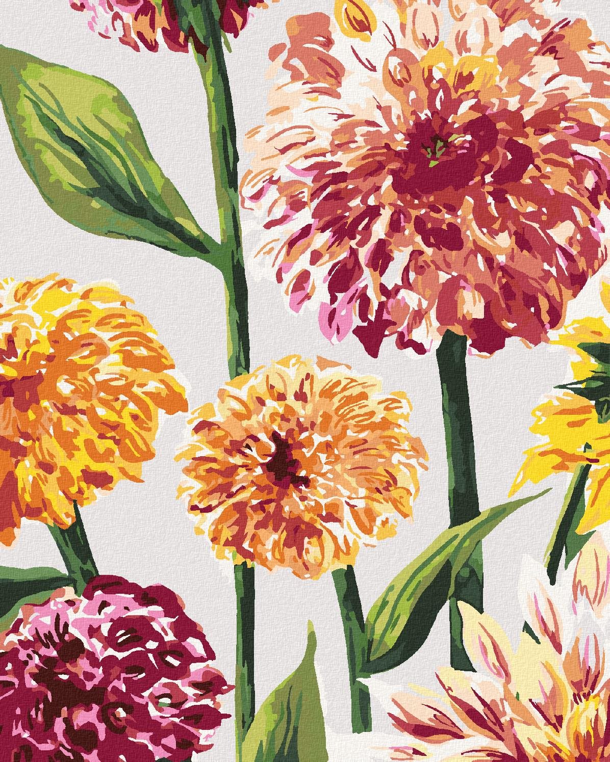 Zuty – Maľovanie Podľa Čísel – Ružové A Oranžové Kvety (Alexandria Gilbert), 80 × 100 cm, Plátno