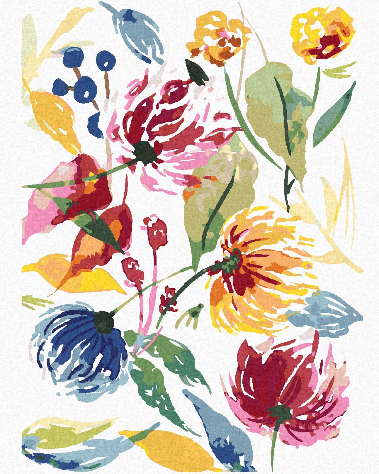 Zuty – Maľovanie Podľa Čísel – Abstrakt Divoké Kvetiny (Alexandria Gilbert), 40 × 50 cm, Plátno + Rám