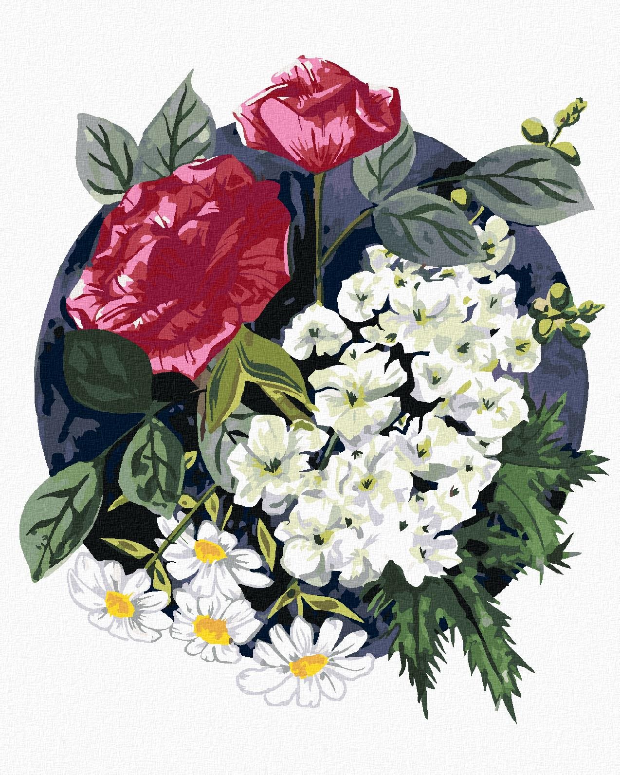 Zuty – Maľovanie Podľa Čísel – Ruže A Margaréty (Alexandria Gilbert), 80 × 100 cm, Plátno
