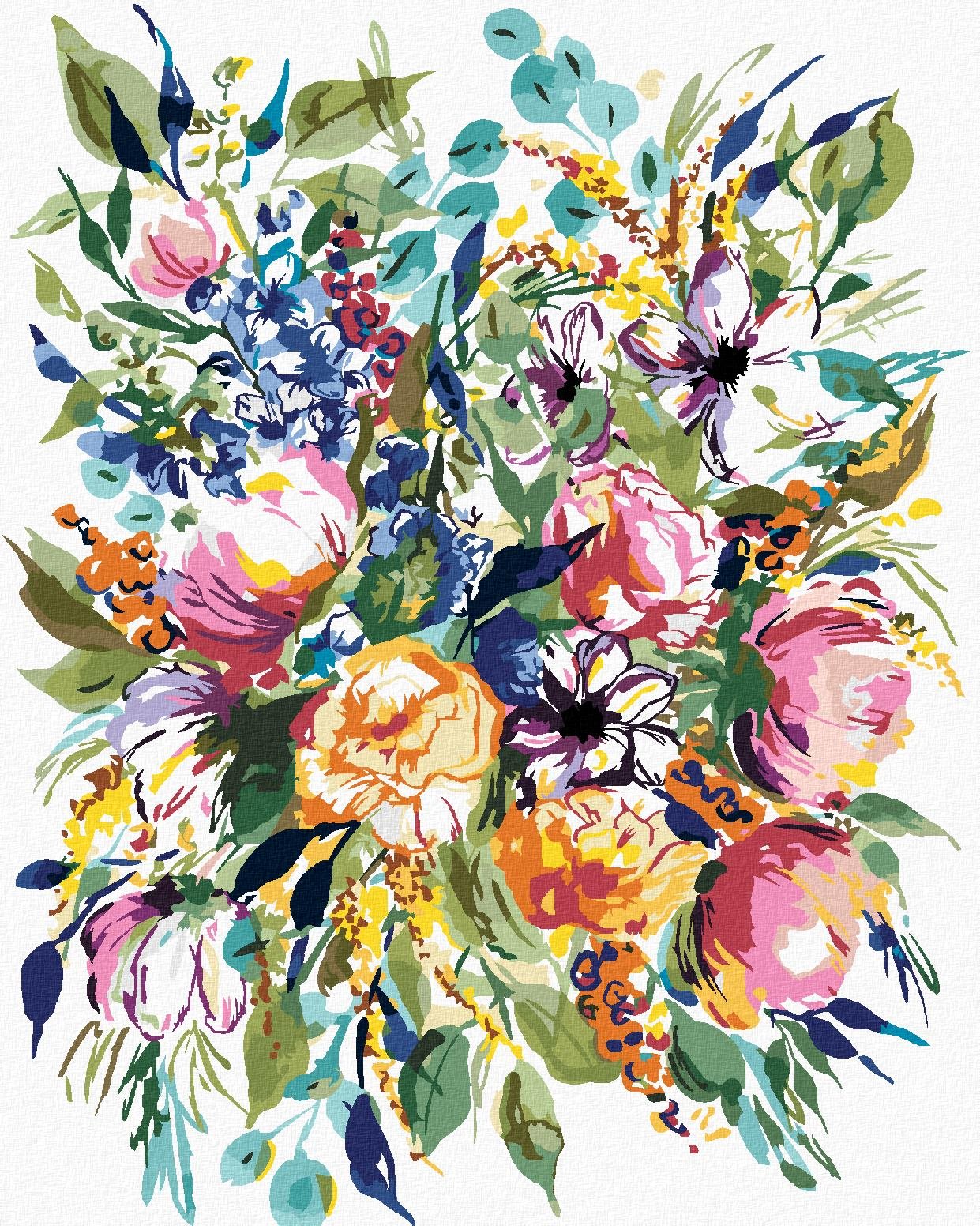 Zuty - Maľovanie podľa čísel - Farebné kvetiny (Alexandria Gilbert), 80 × 100 cm, plátno + rám