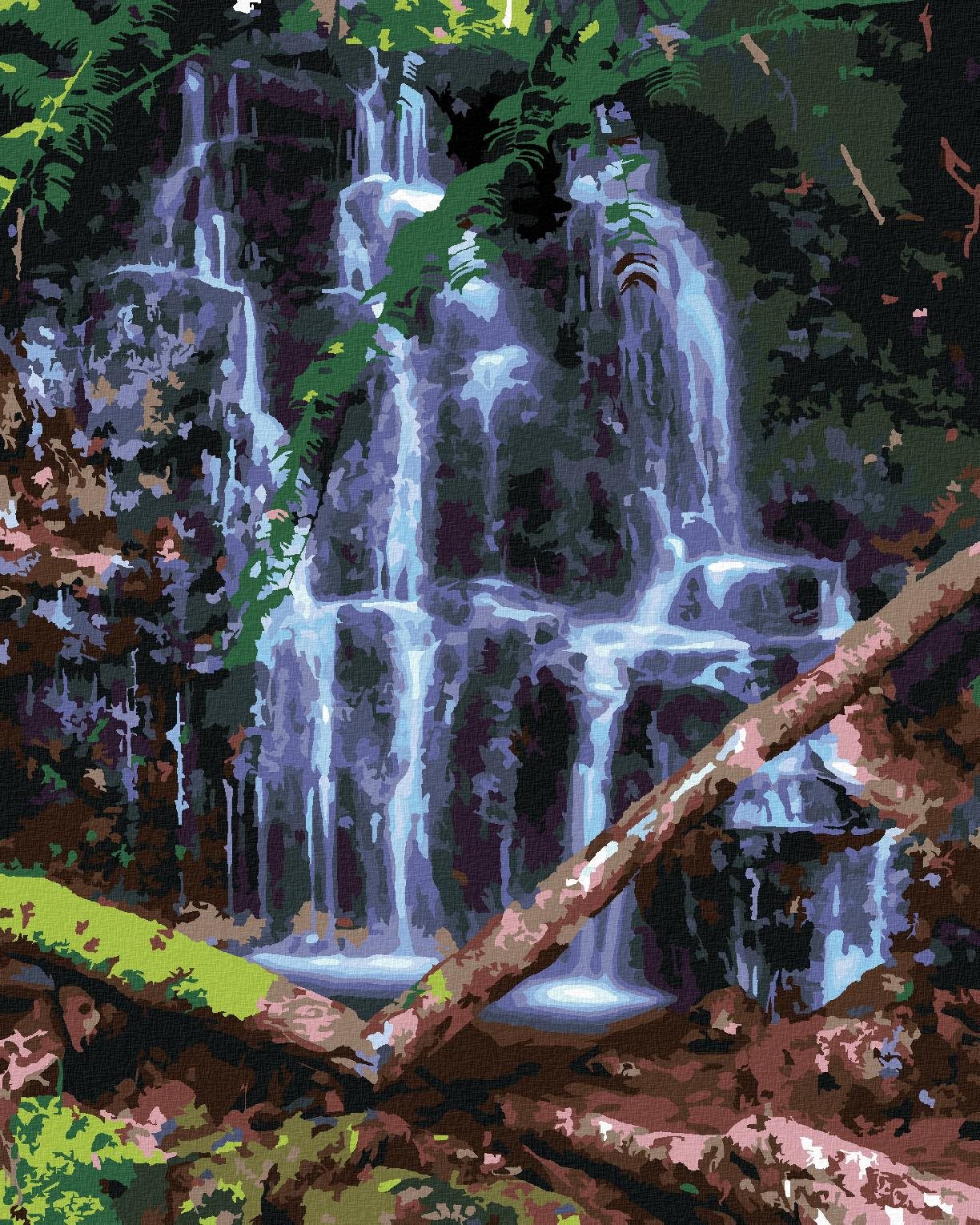 Zuty – Maľovanie Podľa Čísel – Vodopád, Havaj (Ted Davis), 40 × 50 cm, Plátno + Rám