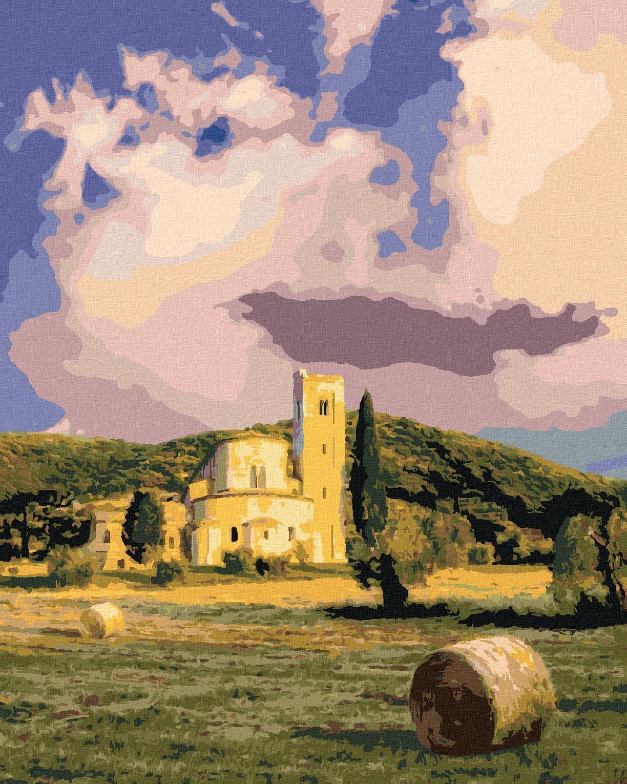 Zuty – Maľovanie Podľa Čísel – Kláštor Sant Antimo, Taliansko (Ted Davis), 40 × 50 cm, Plátno + Rám