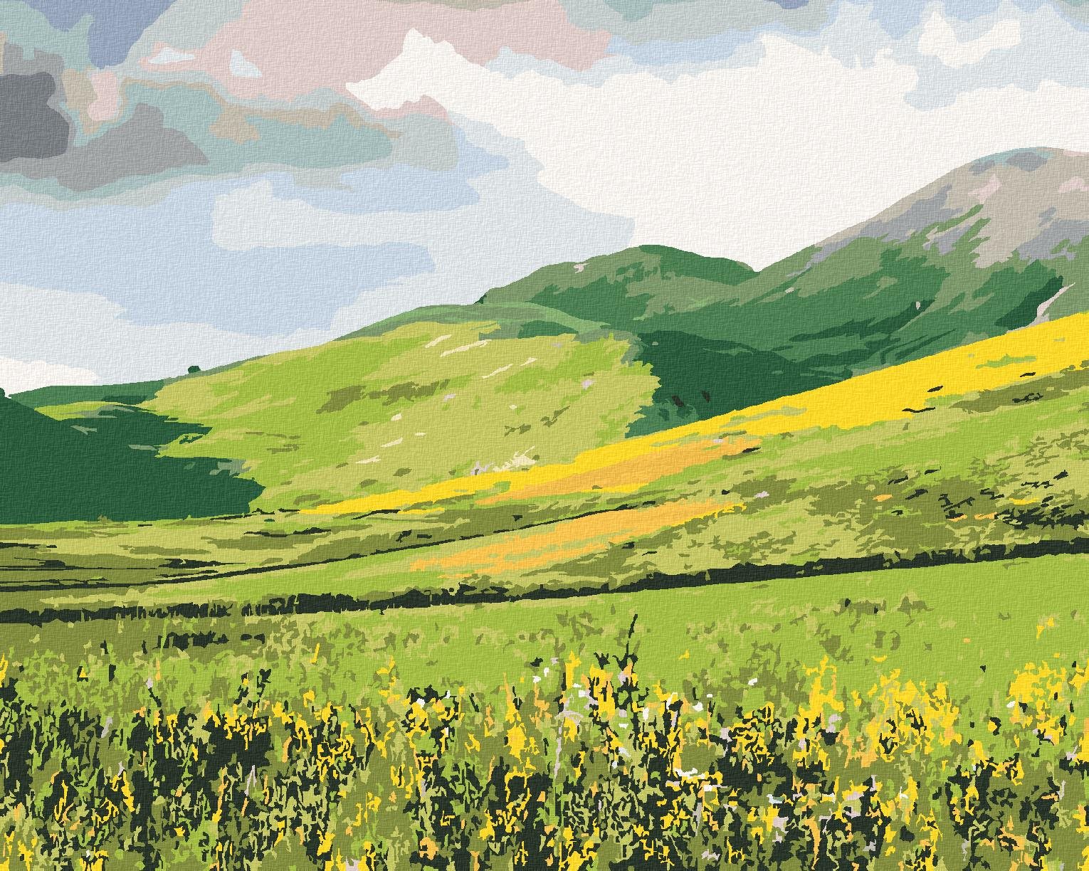 Zuty – Maľovanie Podľa Čísel – Lúka A Hory (Ted Davis), 40 × 50 cm, Plátno + Rám