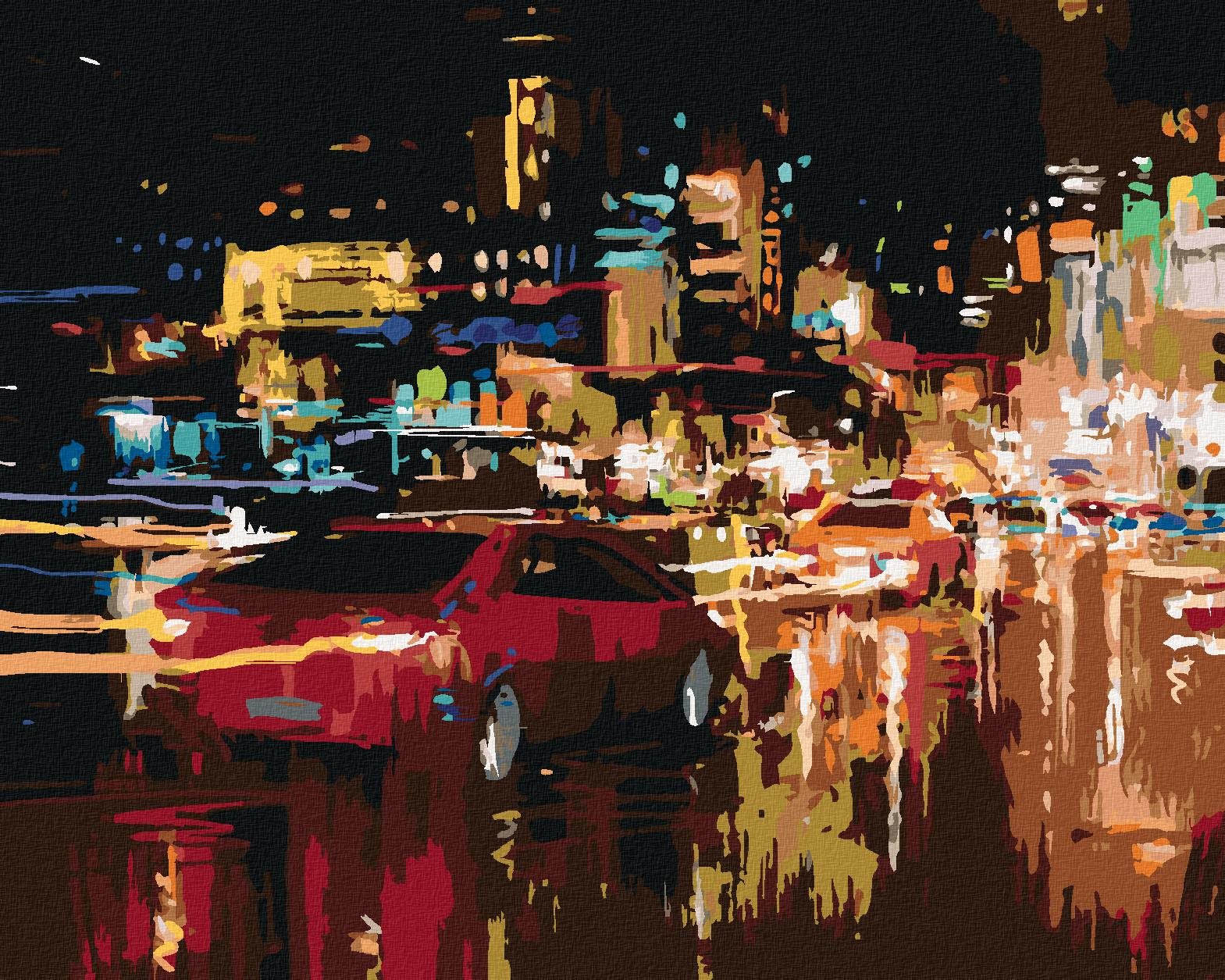 Zuty – Maľovanie Podľa Čísel – Osvetlené Nočné Mesto, 80 × 100 cm, Plátno