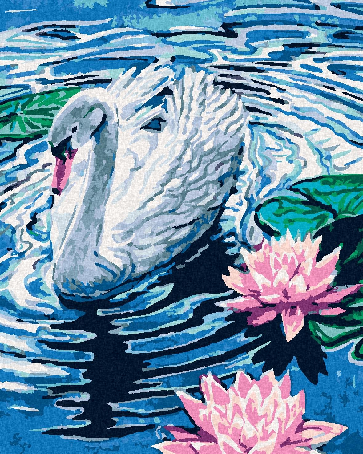 Zuty – Maľovanie Podľa Čísel – Labuť S Dvoma Leknami, 80 × 100 cm, Plátno + Rám