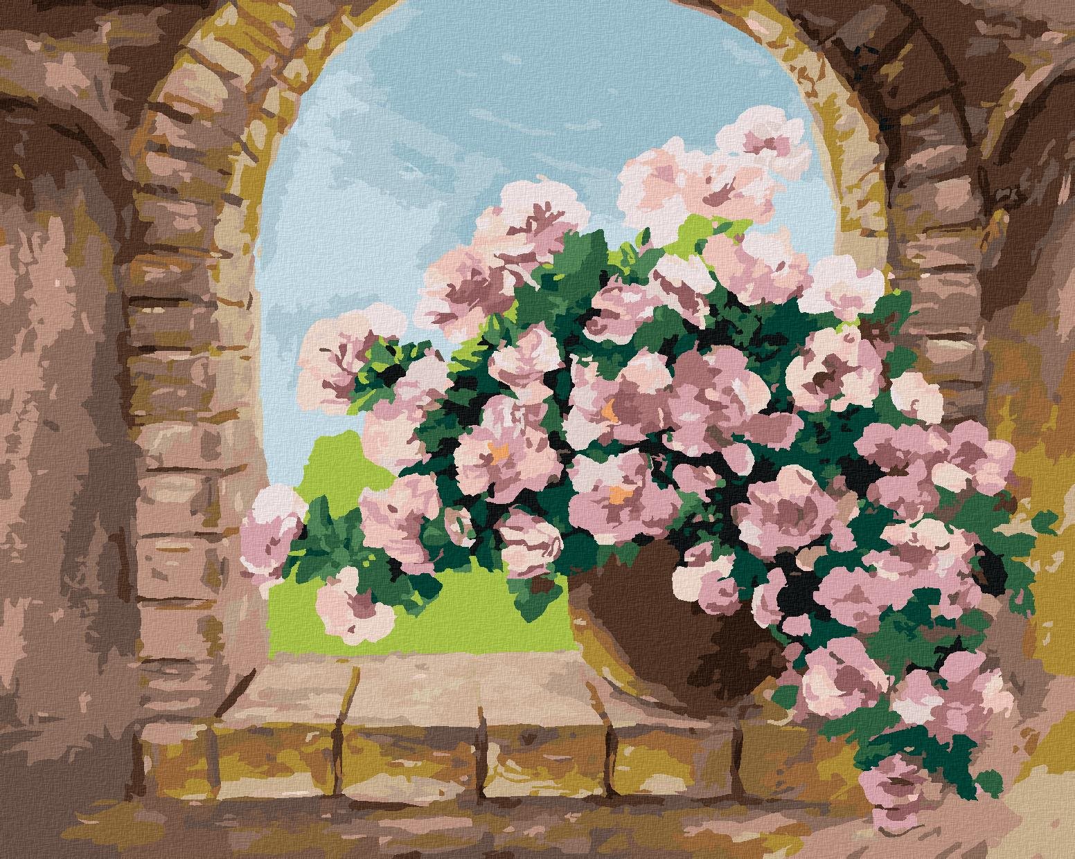 Zuty – Maľovanie Podľa Čísel – Kytica Kvetín Na Kamennom Okienku, 40 × 50 cm, Plátno