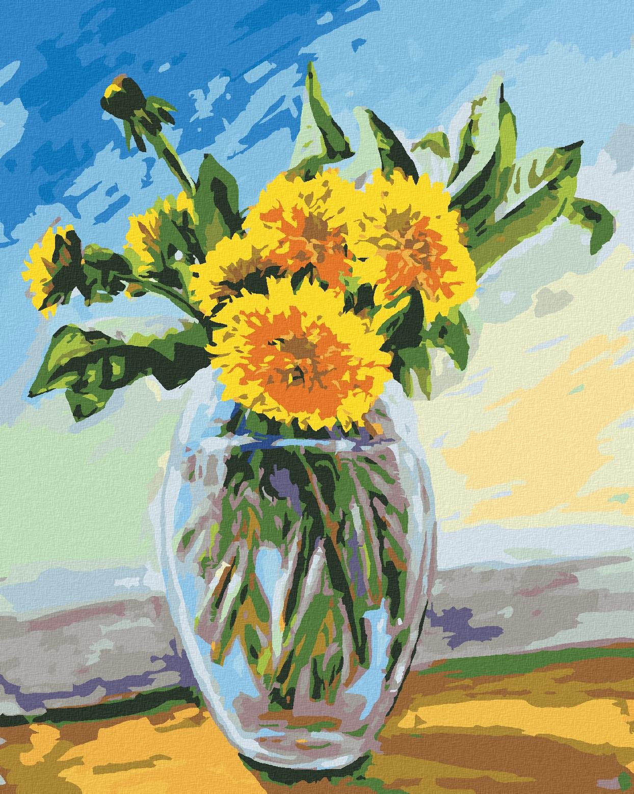 Zuty – Maľovanie Podľa Čísel – Púpavy V Sklenenej Váze, 80 × 100 cm, Plátno + Rám