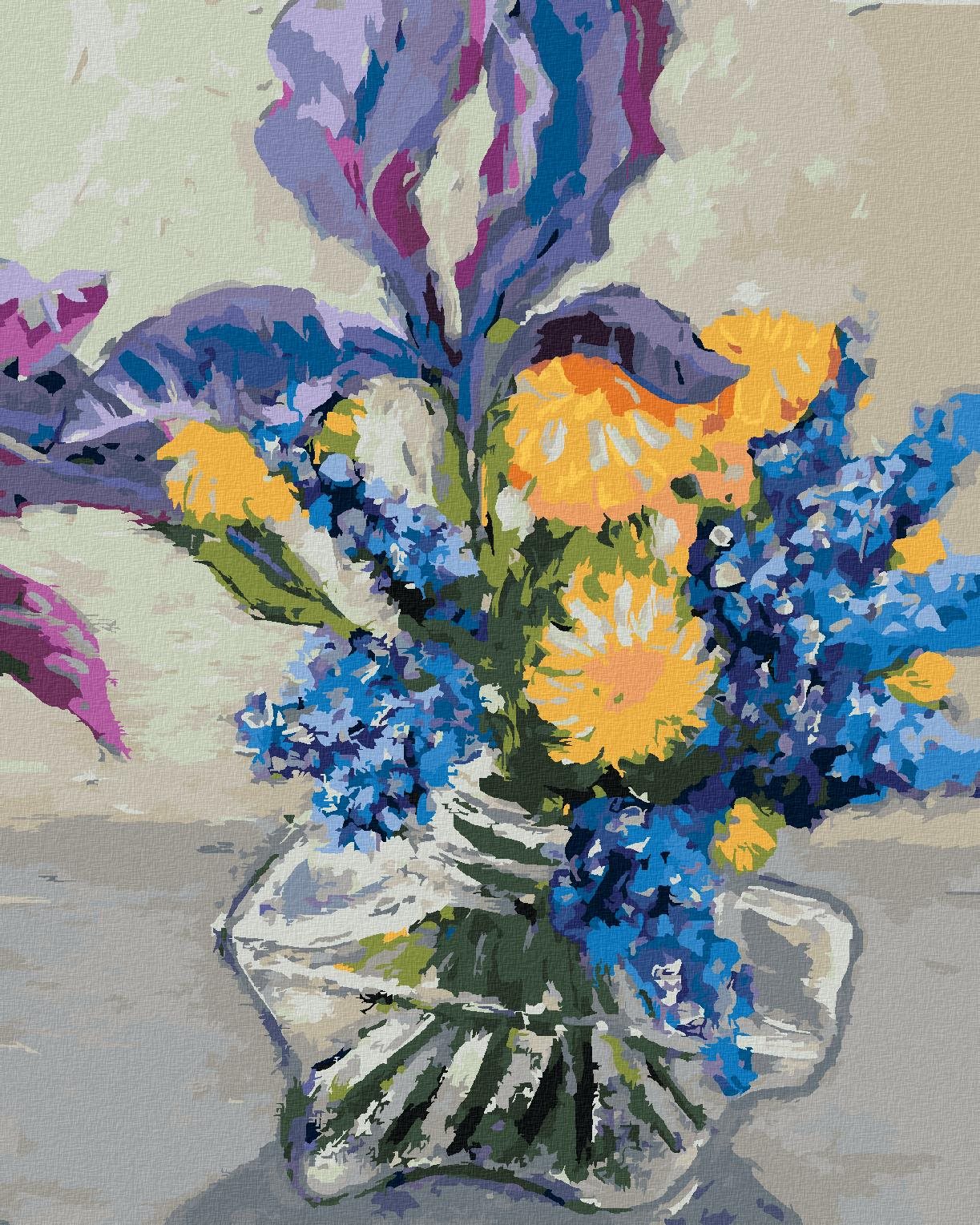 Zuty – Maľovanie Podľa Čísel – Kosatce A Púpavy Vo Váze, 40 × 50 cm, Plátno + Rám