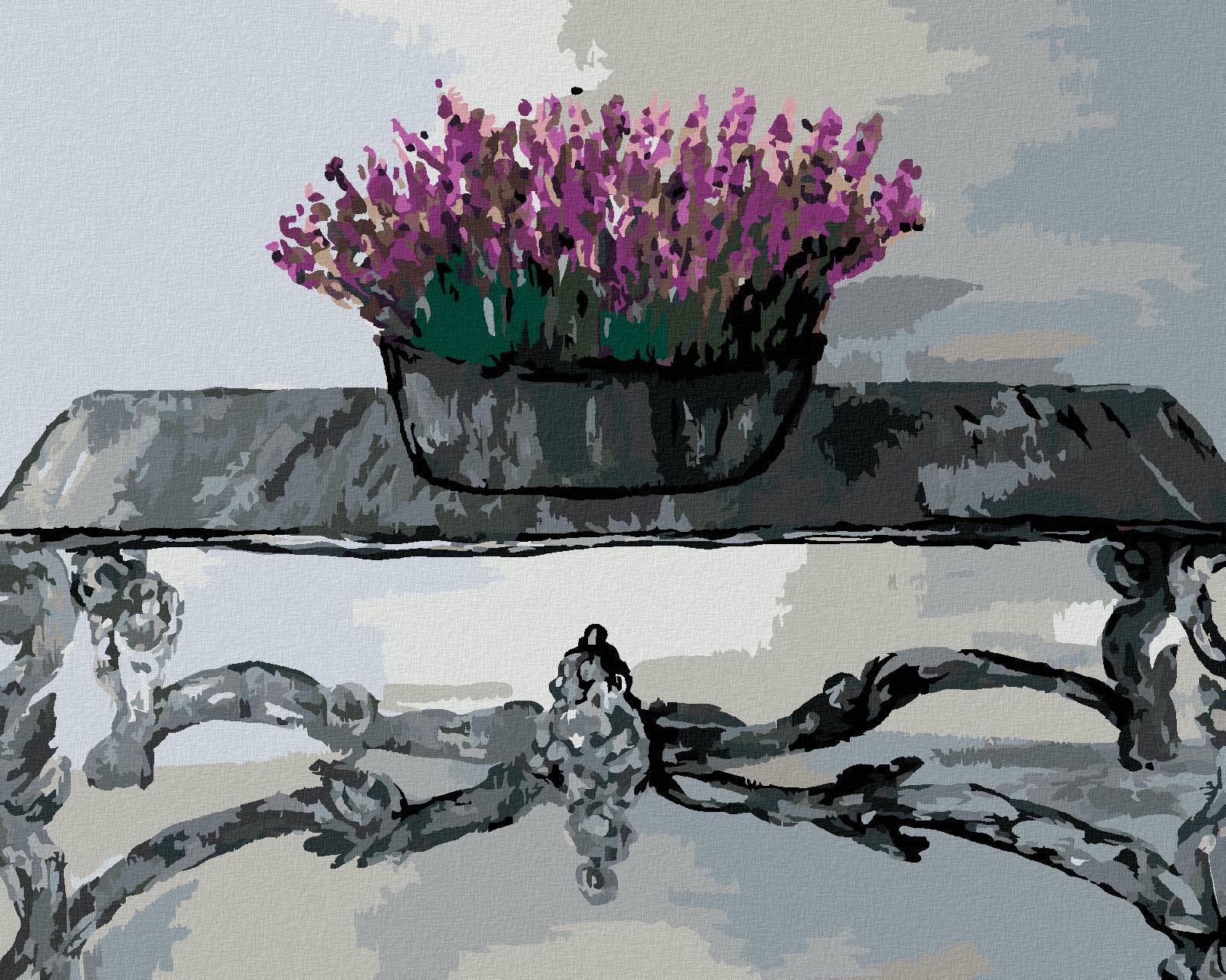 Zuty – Maľovanie Podľa Čísel – Levandule Na Dekoratívnom Stolíku, 40 × 50 cm, Plátno