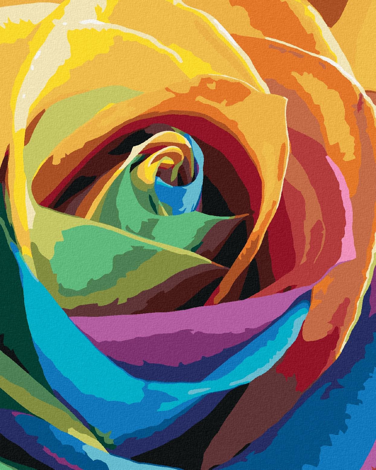 Zuty – Maľovanie Podľa Čísel – Dúhová Ruža, 40 × 50 cm, Plátno
