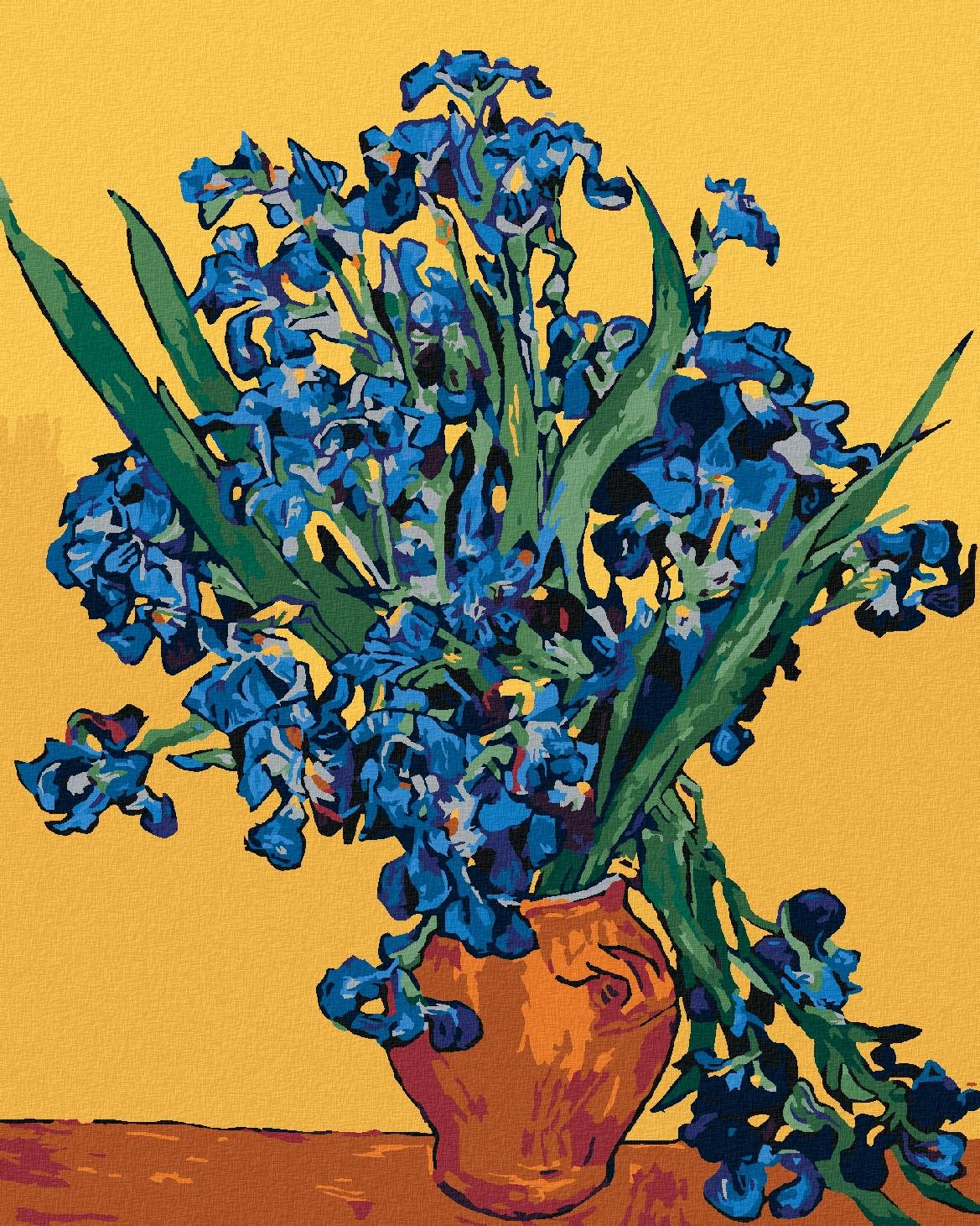 Zuty – Maľovanie Podľa Čísel – Kosatce Na Žltom Podklade Podľa Van Gogha, 80 × 100 cm, Plátno + Rám