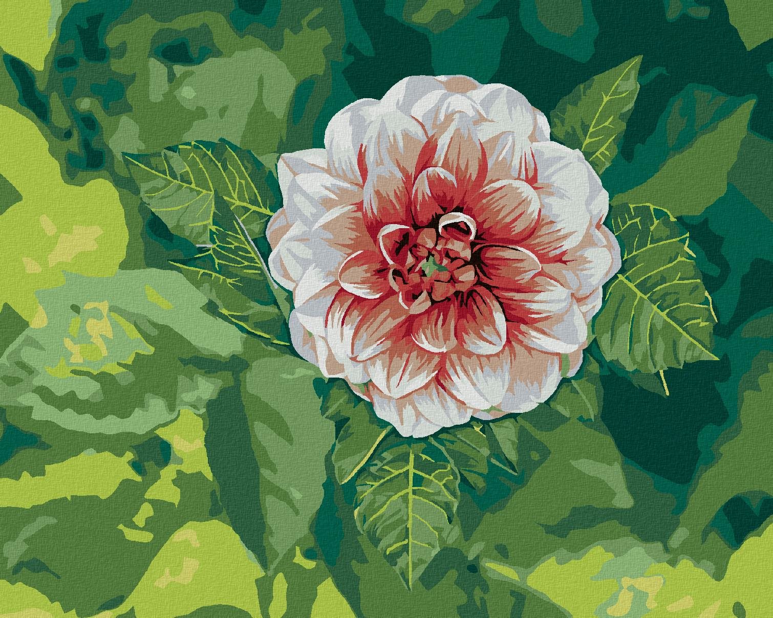 Zuty – Maľovanie Podľa Čísel – Dahlia Medzi Listami, 80 × 100 cm, Plátno