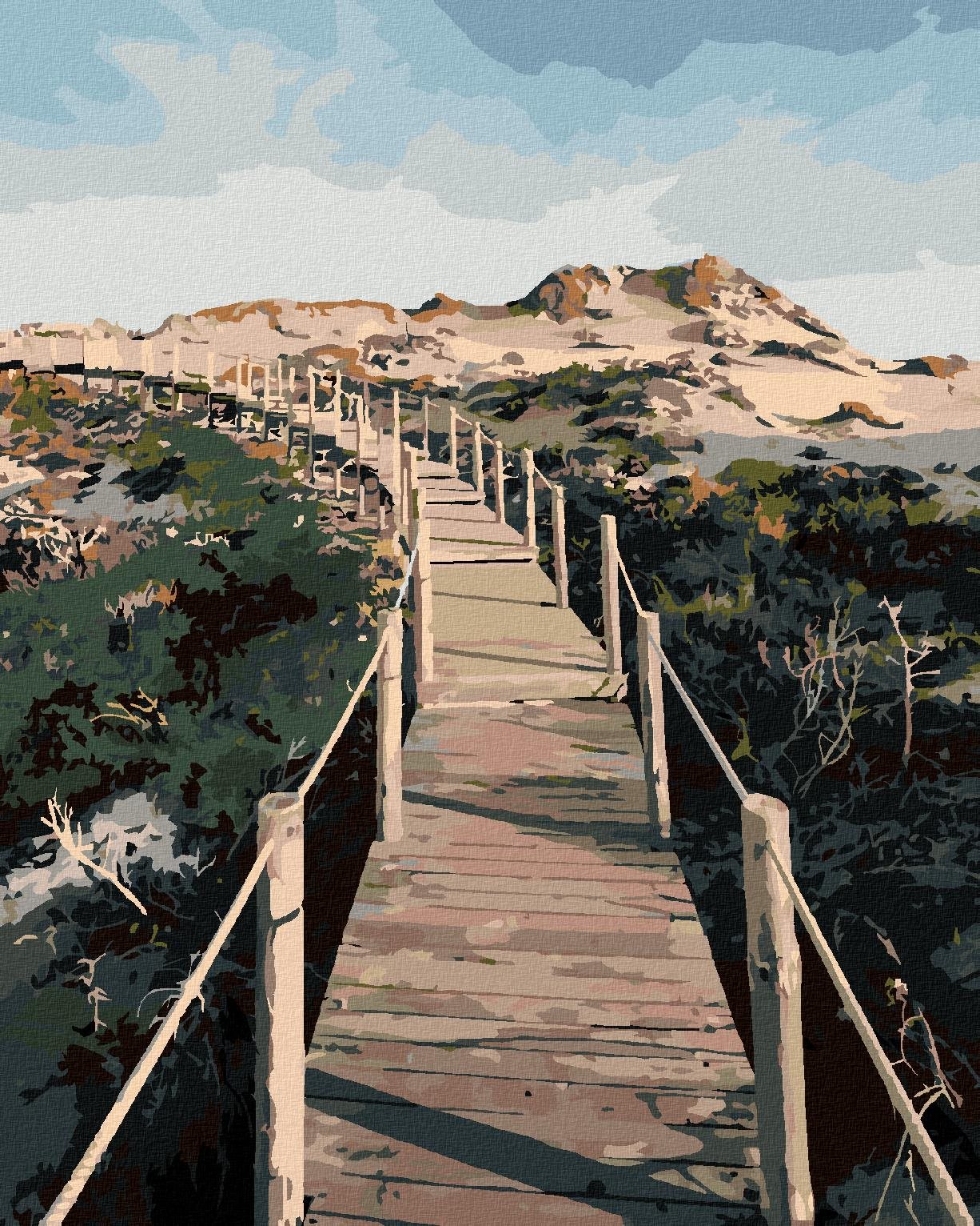 Zuty – Maľovanie Podľa Čísel – Drevená Lávka V Parku Sintra-Cascais, 40 × 50 cm, Plátno