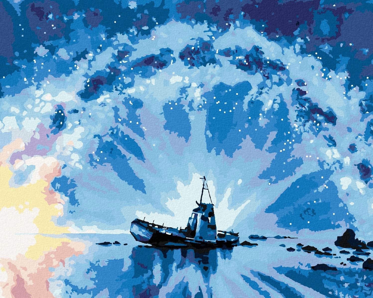 Zuty – Maľovanie Podľa Čísel – Opustená Loď A Mliečna Dráha, 80 × 100 cm, Plátno