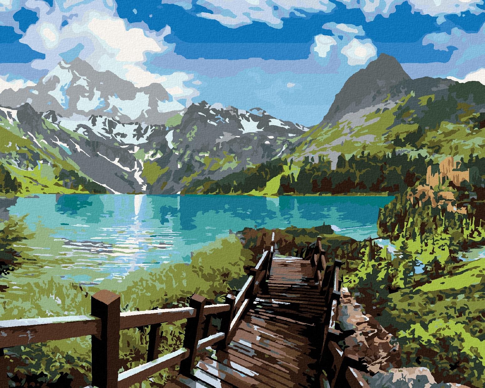 Zuty – Maľovanie Podľa Čísel – Schody K Jazeru, 80 × 100 cm, Plátno
