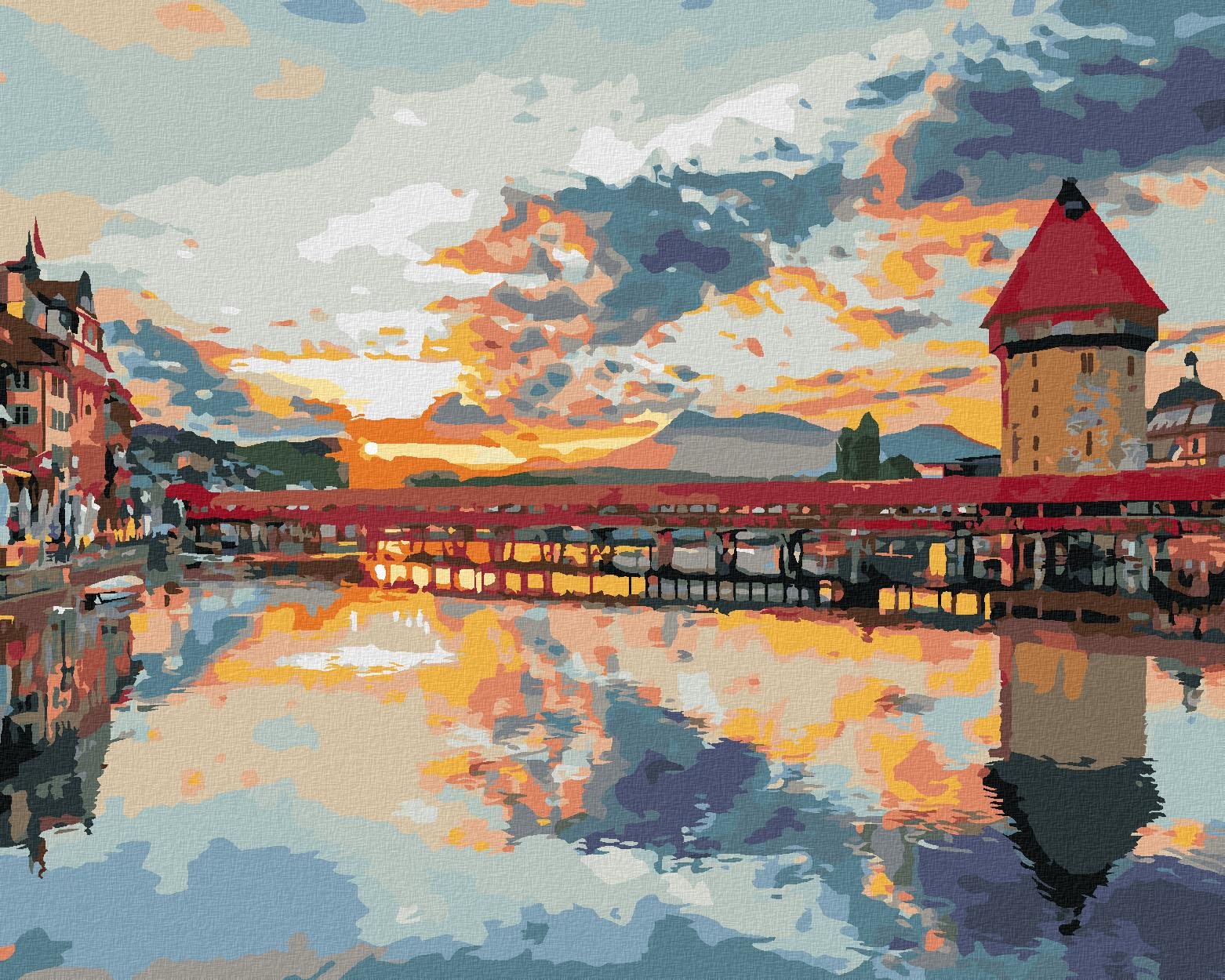 Zuty – Maľovanie podľa čísel – Západ slnka v historickom centre Lucerny, 40 × 50 cm, plátno
