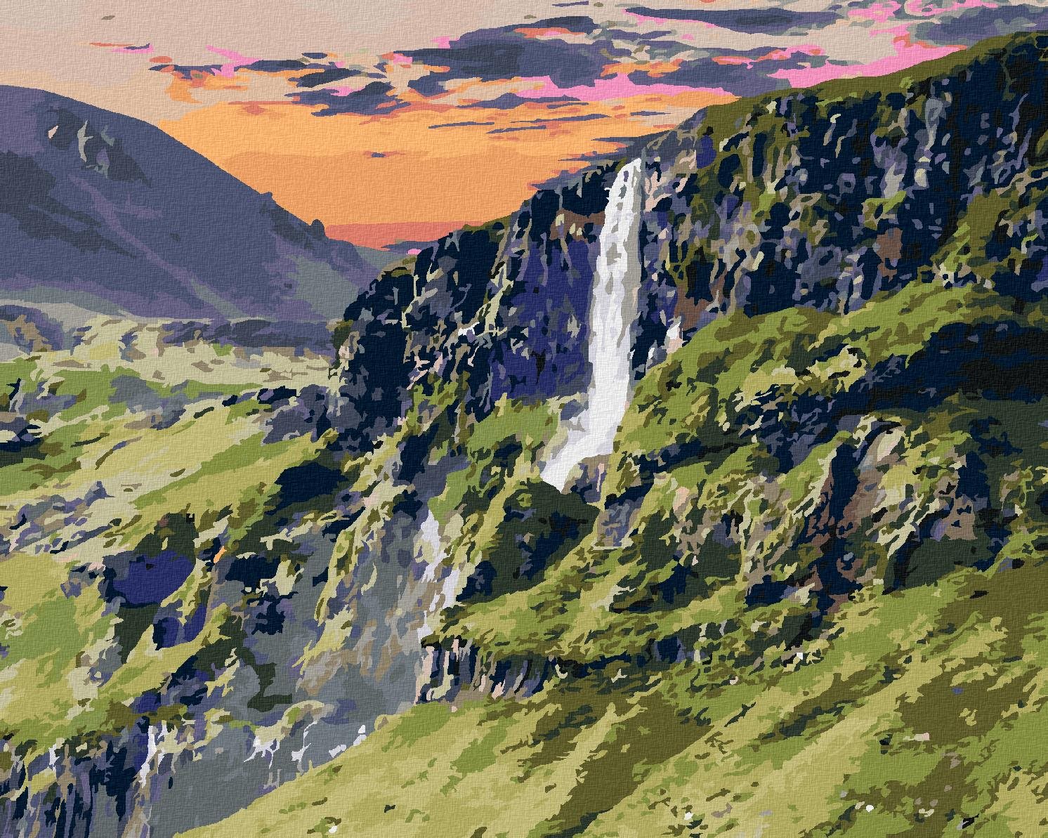 Zuty – Maľovanie Podľa Čísel – Krajina A Vodopád, 40 × 50 cm, Plátno + Rám