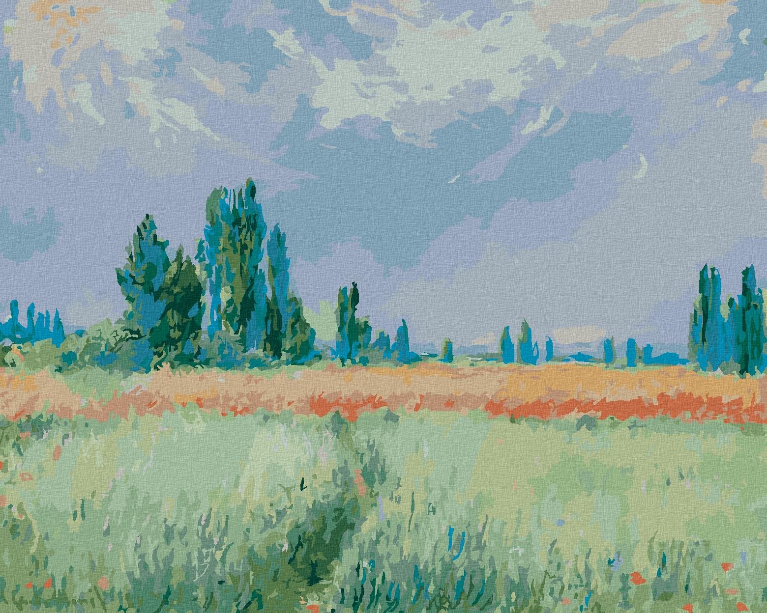 Zuty – Maľovanie Podľa Čísel – Pšeničné Pole (Claude Monet), 40 × 50 cm, Plátno + Rám
