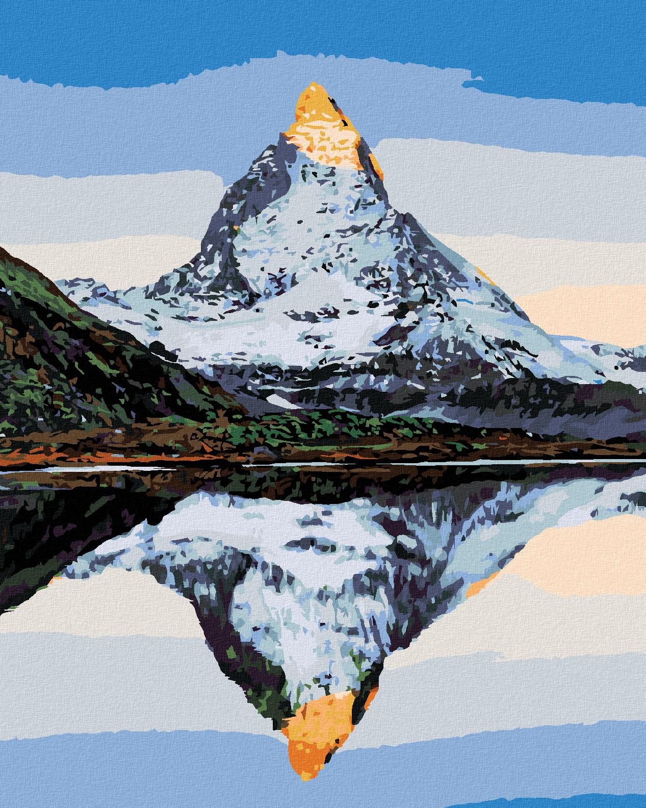 Zuty – Maľovanie Podľa Čísel – Hora Matterhorn A Jej Odraz V Jazere, 40 × 50 cm, Plátno + Rám