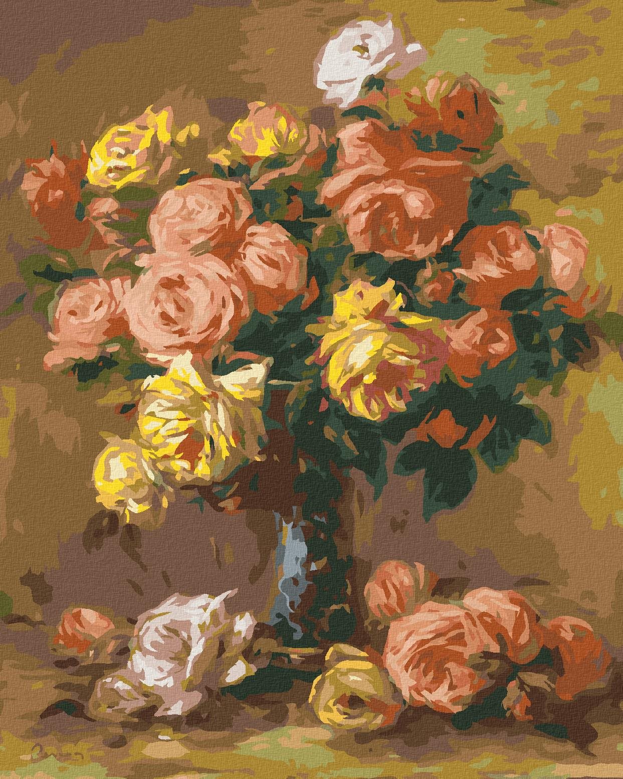 Zuty – Maľovanie Podľa Čísel – Ruže Vo Váze (Pierre-Auguste Renoir), 40 × 50 cm, Plátno + Rám