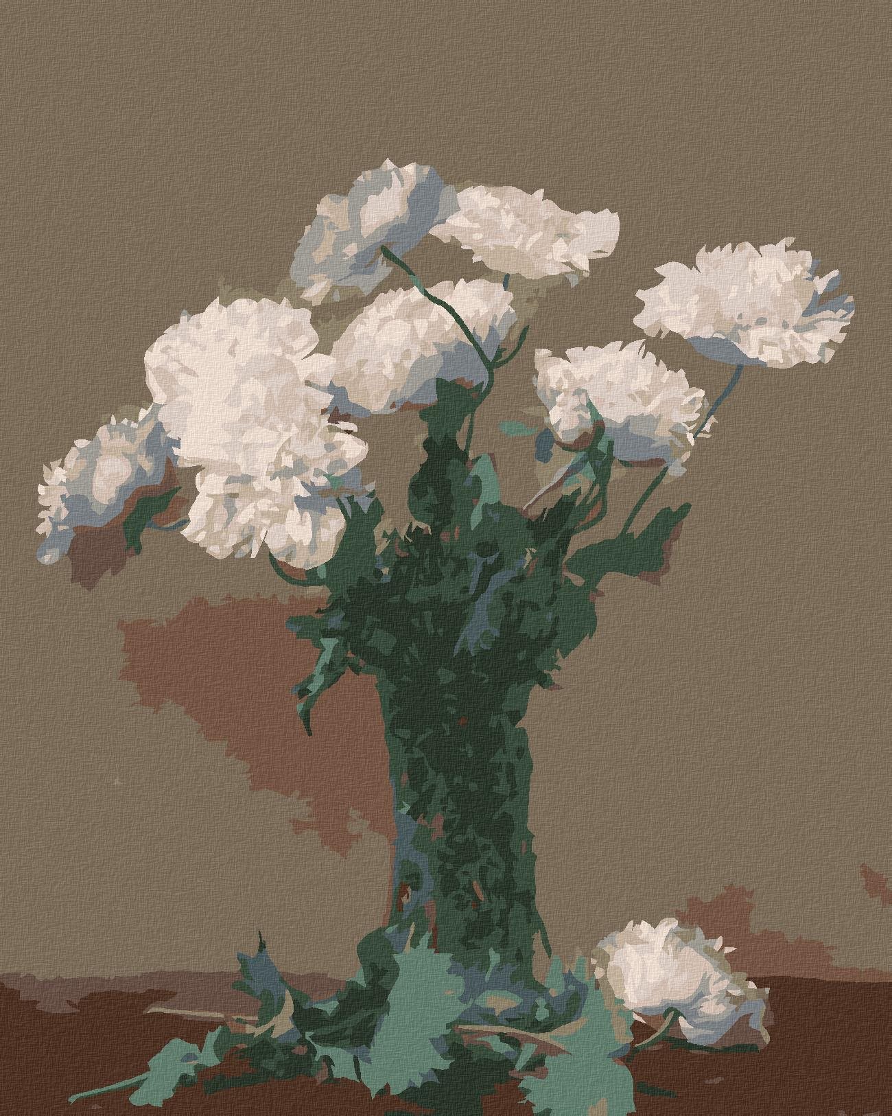 Zuty – Maľovanie Podľa Čísel – Pivonky (Henri Fantin-Latour), 40 × 50 cm, Plátno + Rám